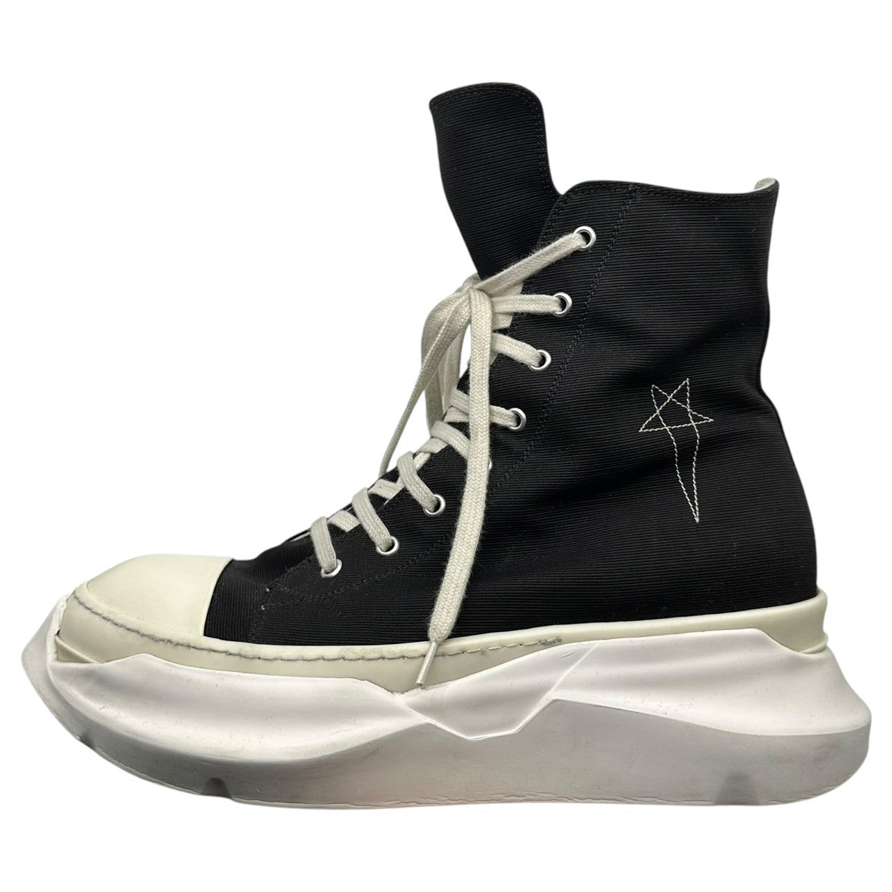 DRKSHDW(ダークシャドウ) ABSTRACT スター刺繍 アブストラクト ハイカット スニーカー DU01D1840 CBEM9 44(29cm程度) ブラック×ホワイト 箱付 Rick Owens リック オウエンス