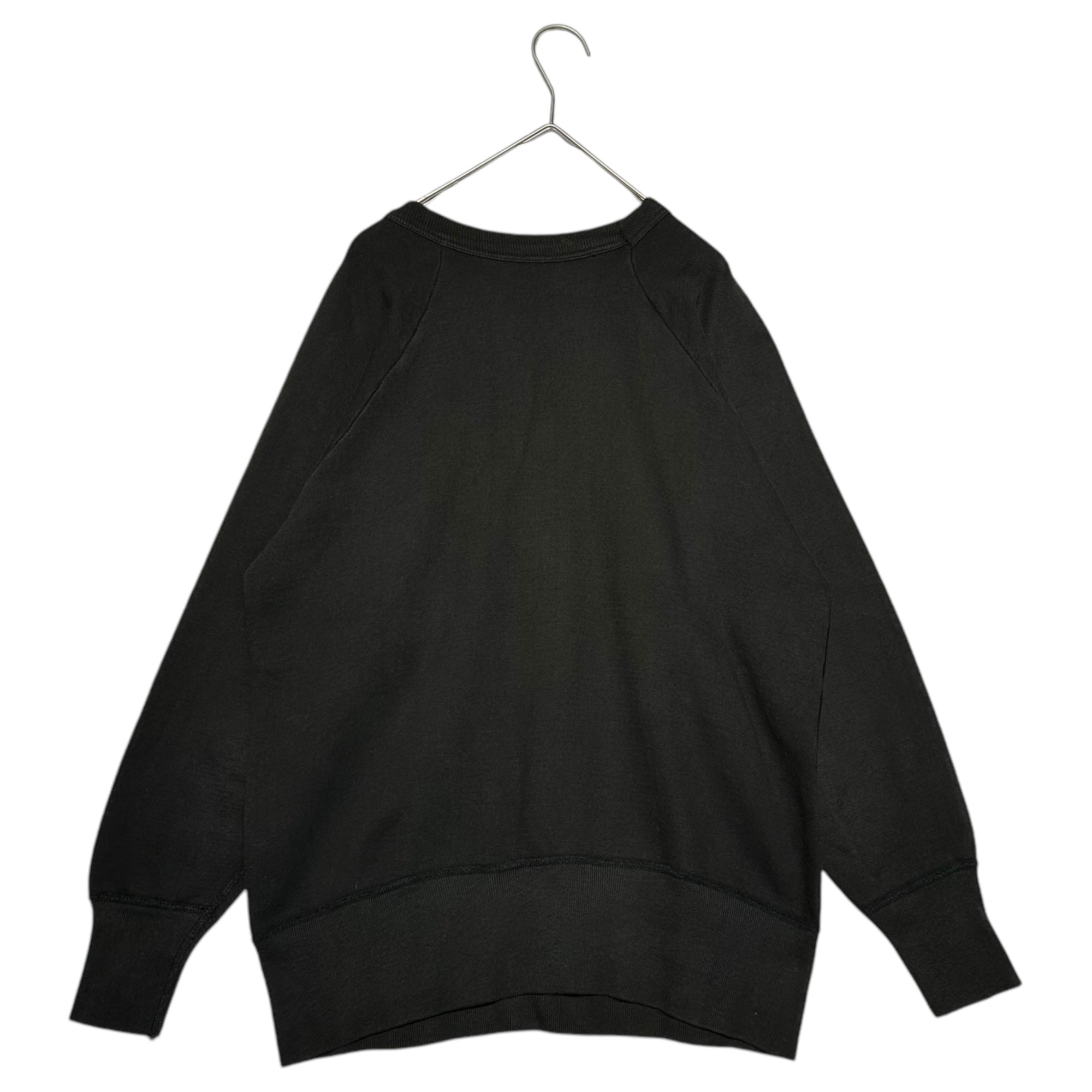 VINTAGE(ヴィンテージ) 60's "CAPTAIN" フロッキー スウェット ラグラン スウェット flocked sweat raglan sweat 表記無し(SM程度) ブラック 60年代 墨黒 古着