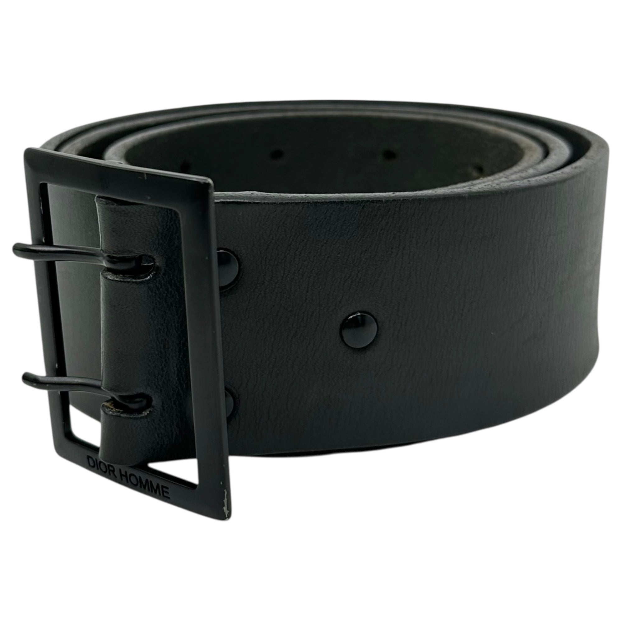 Dior HOMME(ディオールオム) by Hedi Slimane Double-Pin Leather Belt エディ スリマン ダブルピン レザー ベルト 90/105 ブラック エディ期 アーカイブ