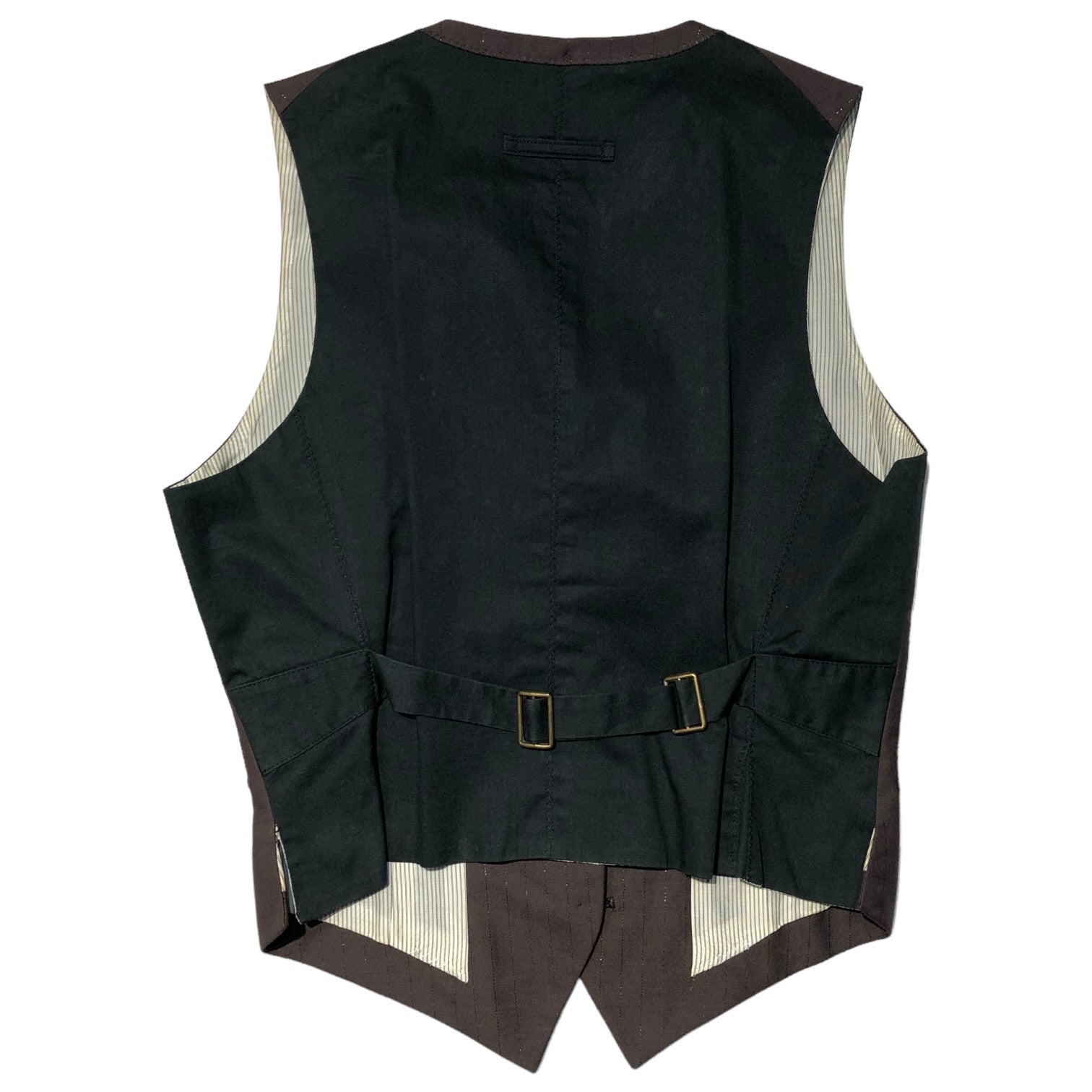Jean Paul GAULTIER FEMME(ジャンポールゴルチエファム) 90's Lame stripe gilet setup ラメ ストライプ ジレ セットアップ 40(L程度) ブラウン スラックス ベスト