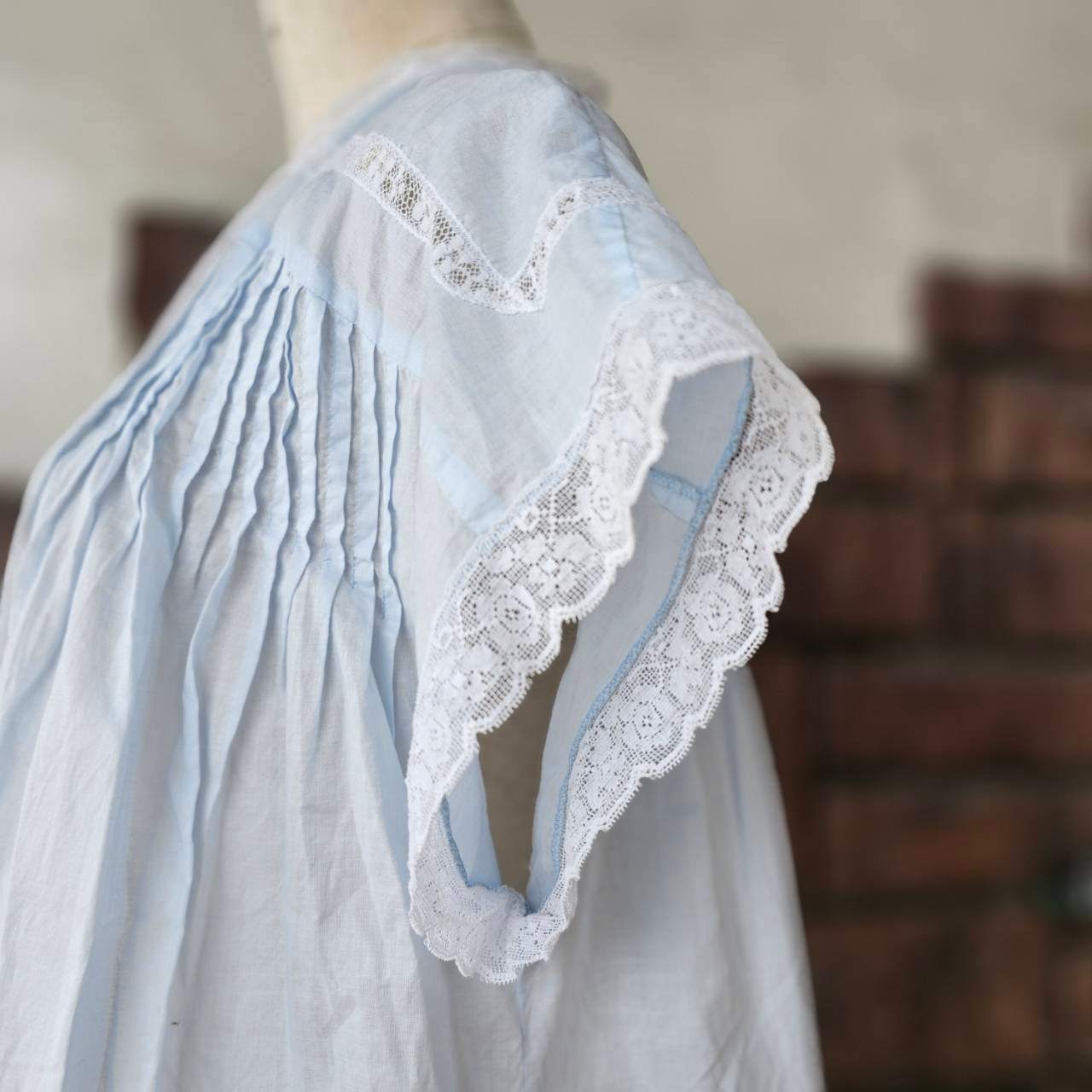 VINTAGE(ヴィンテージ) 80's lace decorative gown dress レース装飾 ガウン ワンピース SIZE 12 ライトブルー EURO VINTAGE