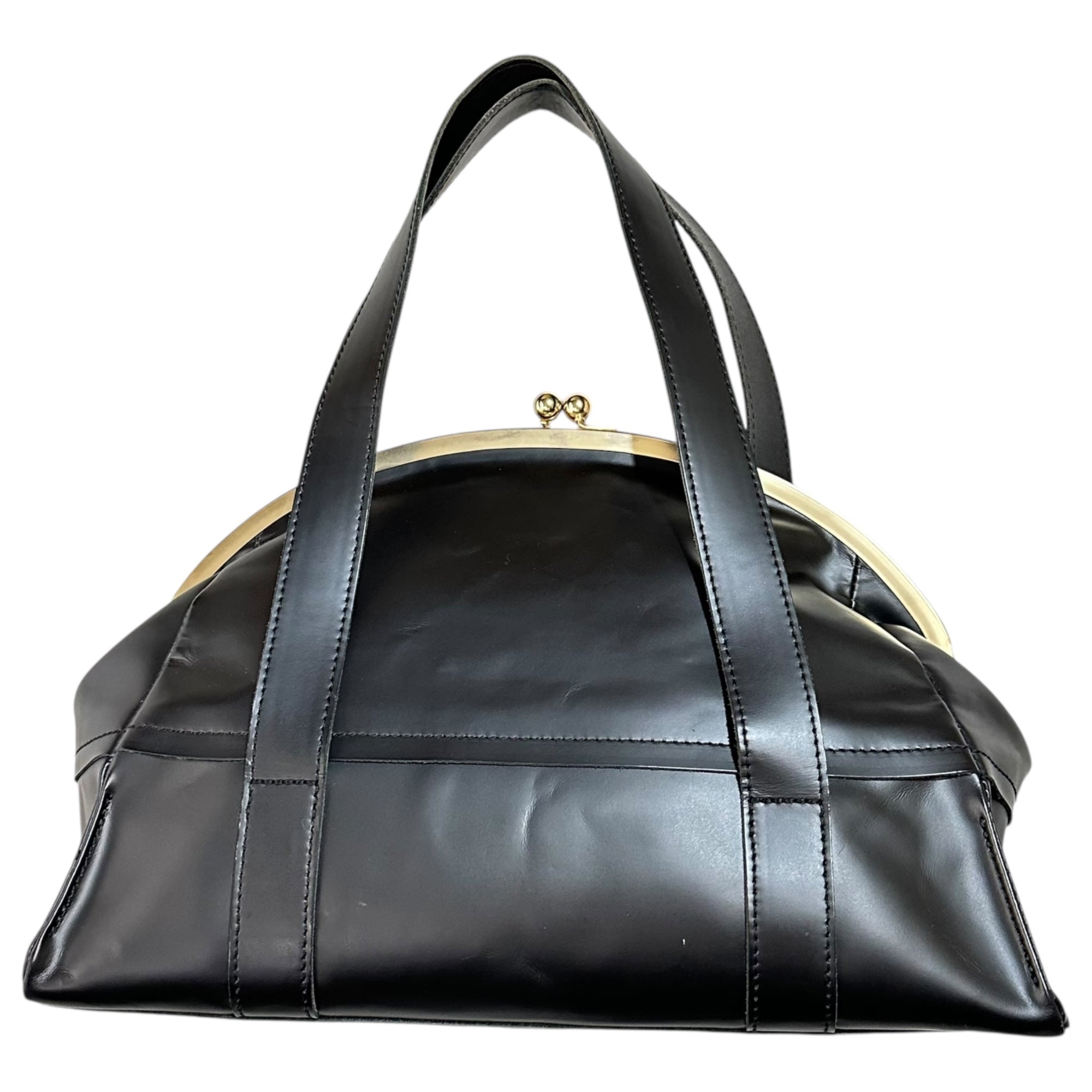 tricot COMME des GARCONS(トリココムデギャルソン) Cow leather coin purse shoulder bag カウ レザー がま口 ショルダー バッグ TA-K204 ブラック ワン トート