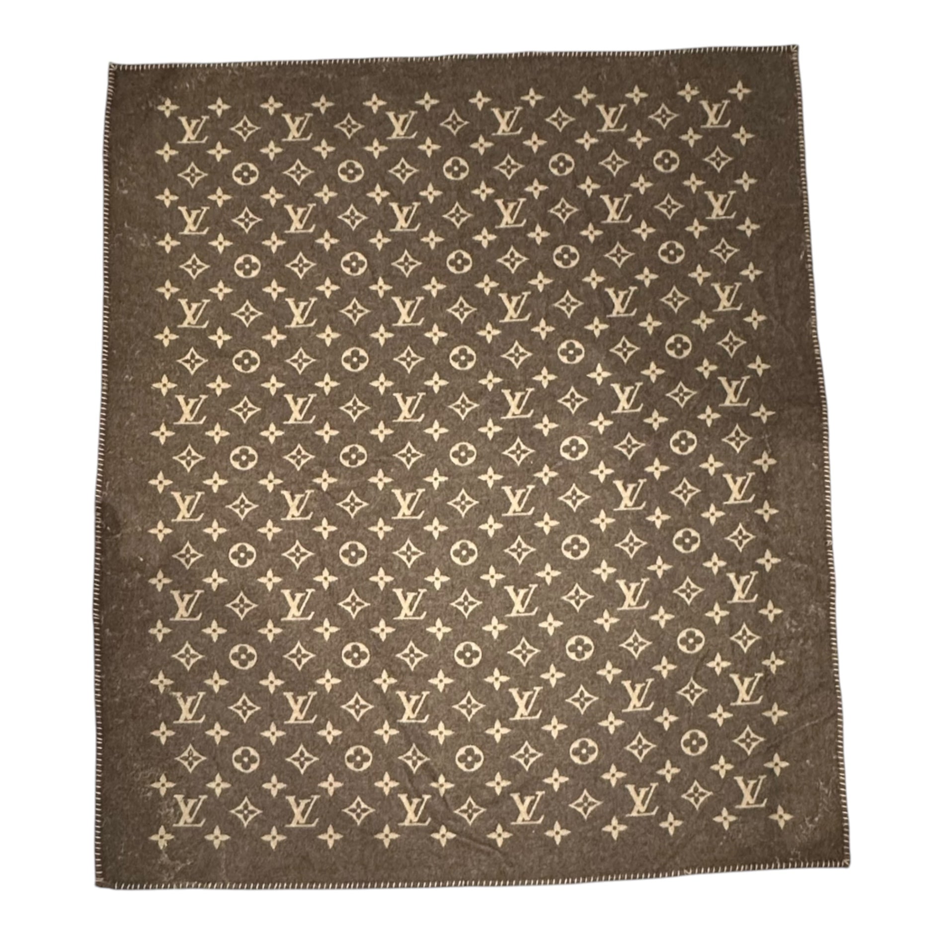 LOUIS VUITTON(ルイヴィトン) Plaid Neo Monogram プレッド ネオ モノグラム ブランケット M75548 ブラウン×ベージュ 毛布 ラグ リバーシブル