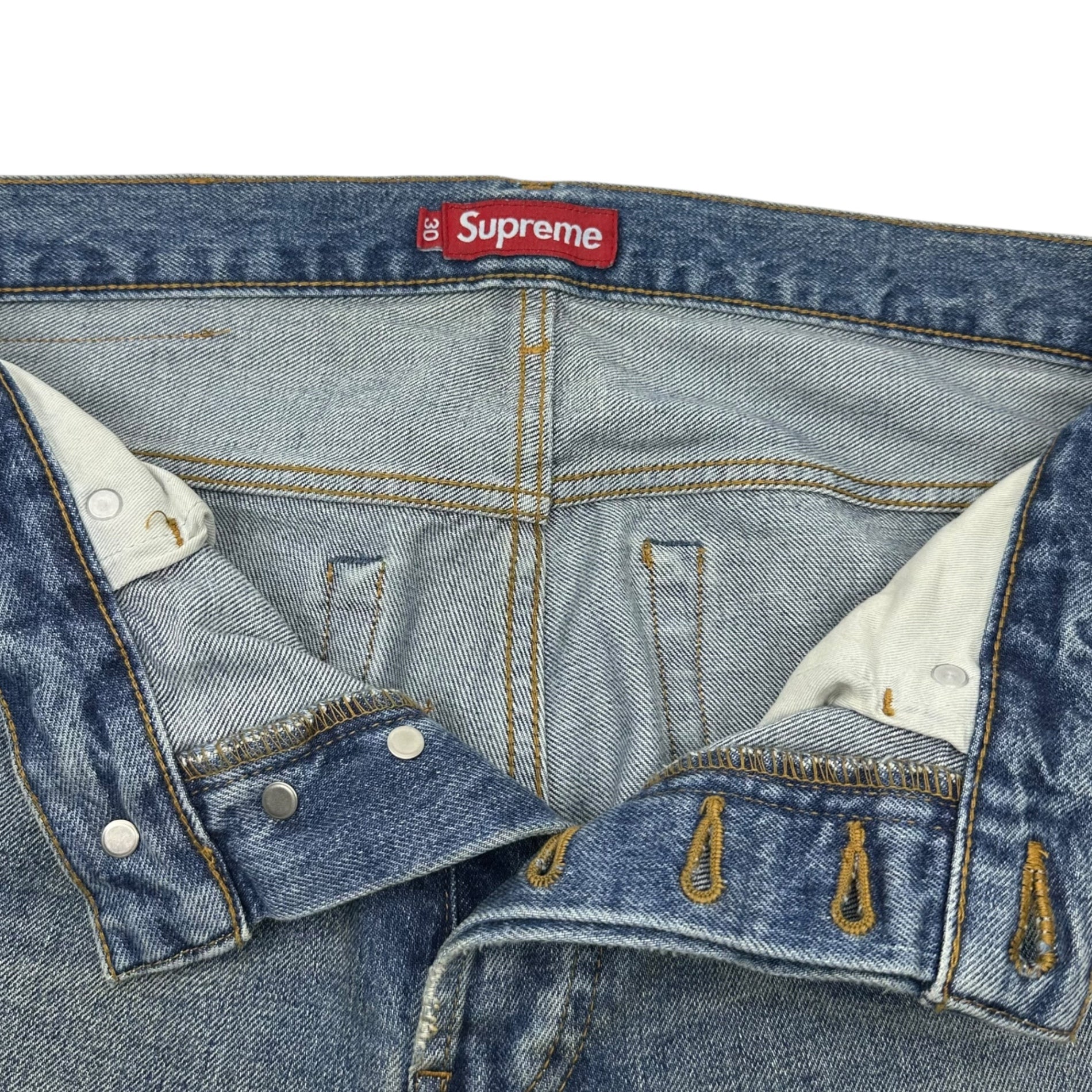 SUPREME(シュプリーム) 24AW Distressed Loose Fit Selvedge Jean ヴィンテージ 加工 ワイド デニム パンツ 30 インディゴ 24FW