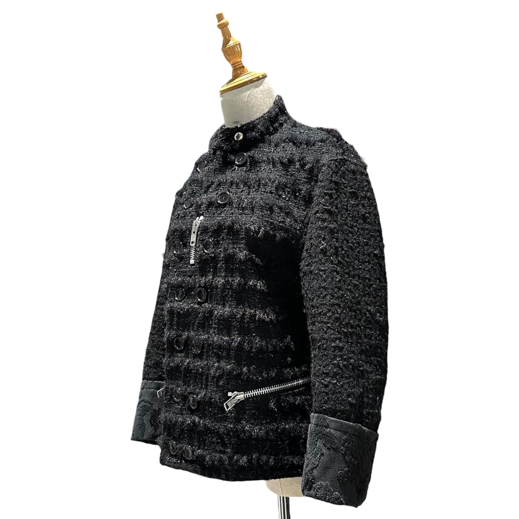 TAO(タオ) 23AW Double-Breasted Tweed Jacket ダブル ブレスト ツイード ジャケット TL-J002 ブラック AD2023 コムデギャルソン