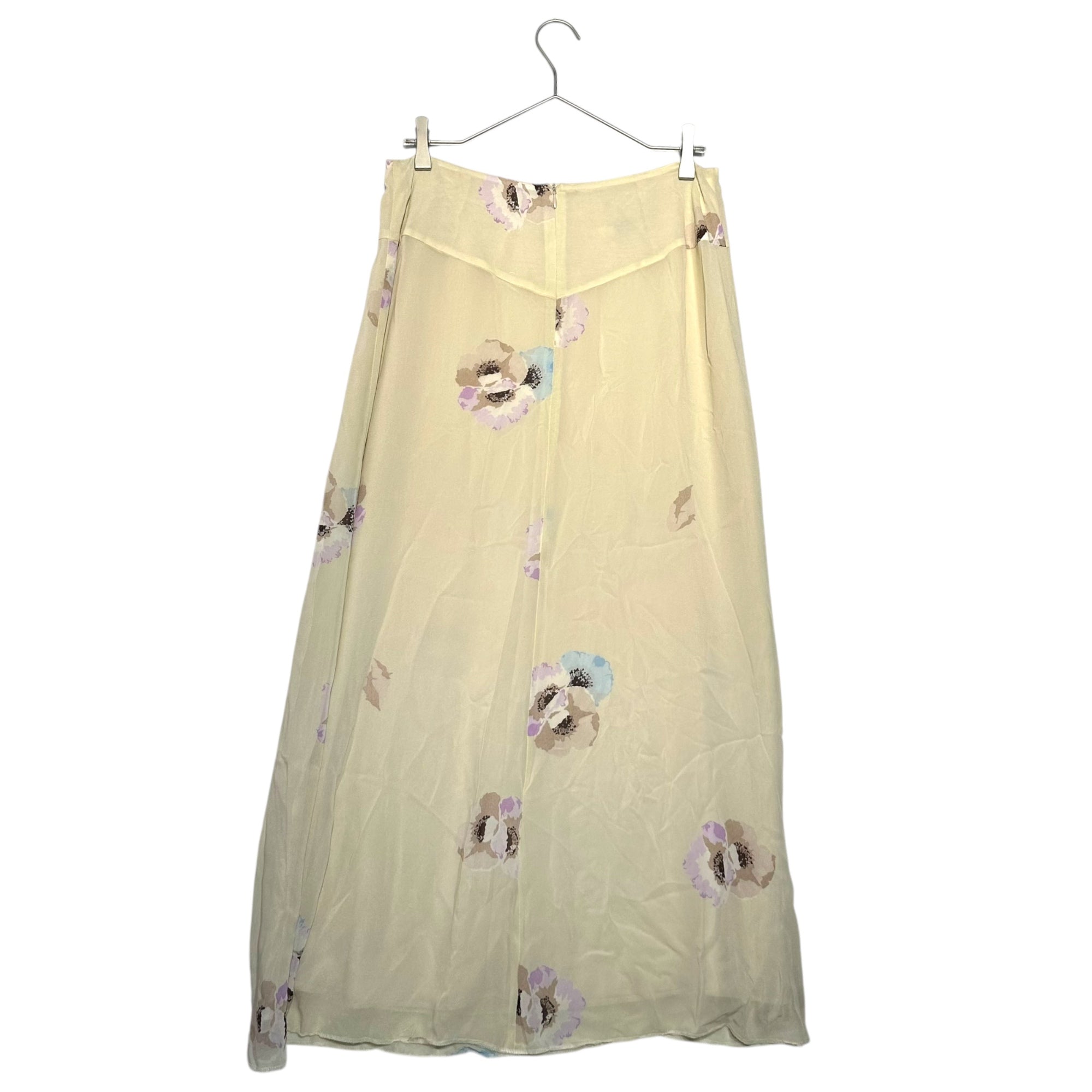 Euro vintage(ヨーロッパヴィンテージ) a flower_70's~〘Cacharel〙light beige floral long skirt フローラルプリントロングスカート Mサイズ程度 ベージュ×マルチカラー