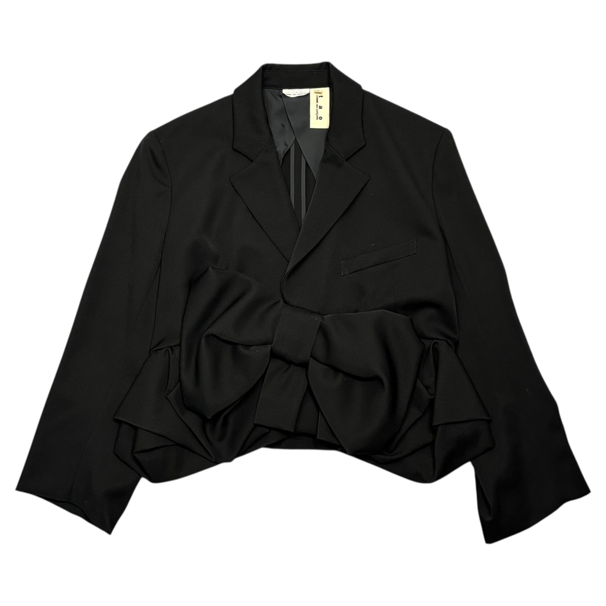 TAO COMME des GARCONS(タオコムデギャルソン) 07SS Big Ribbon Decorative Wool Short-Length Jacket ビッグリボン 装飾 ウール ショートレングス ジャケット 3S-J004 S ブラック AD2006