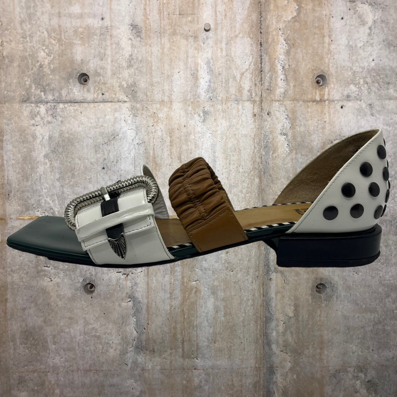 TOGA PULLA(トーガプルラ) square toe sandals スクエアトゥ サンダル ウエスタン ベルト 36(23cm程度) ミックス