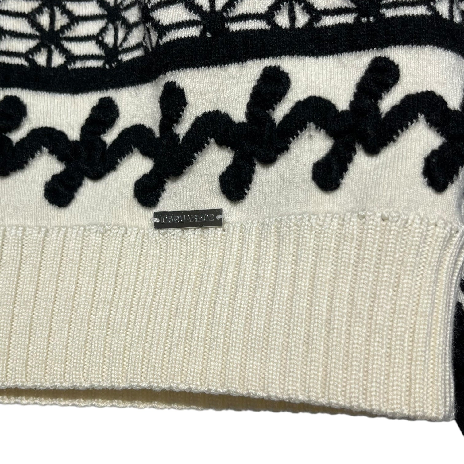 DSQUARED2(ディースクエアード) Turtleneck knit pullover タートルネック 編み ニット プルオーバー S71HA0680 M アイボリー×ブラック