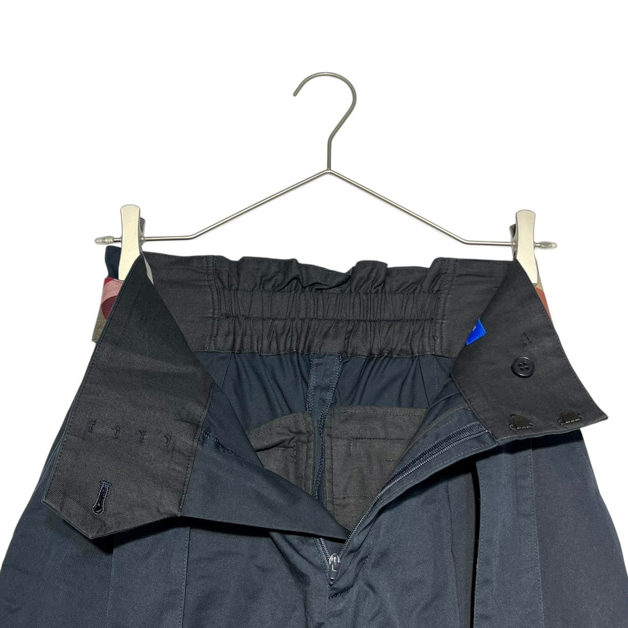 BLUE LABEL CRESTBRIDGE(ブルーレーベルクレストブリッジ) チェック ベルテッド ワイド パンツ 55R55-720-29 36(S程度) ネイビー バーバリー