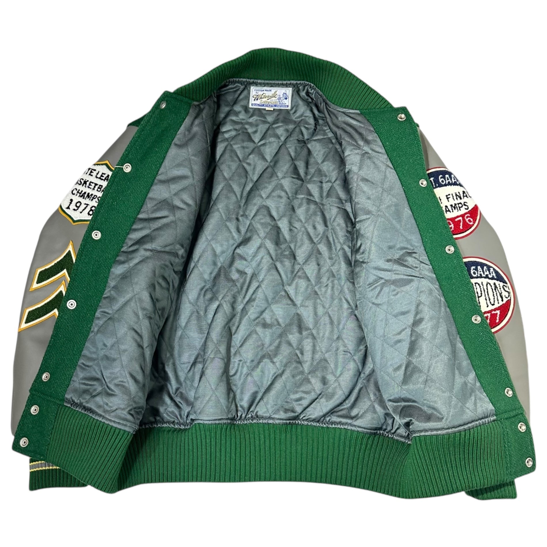 WHITES VILLE(ホワイツビル) 30oz. WOOL MELTON AWARD JACKET 「MAVERICKS」 ウール メルトン アワード ジャケット マーベリックス WV15166 40(L程度) グリーン×グレー スタジャン ジャケット ブルゾン 東洋エンタープライズ