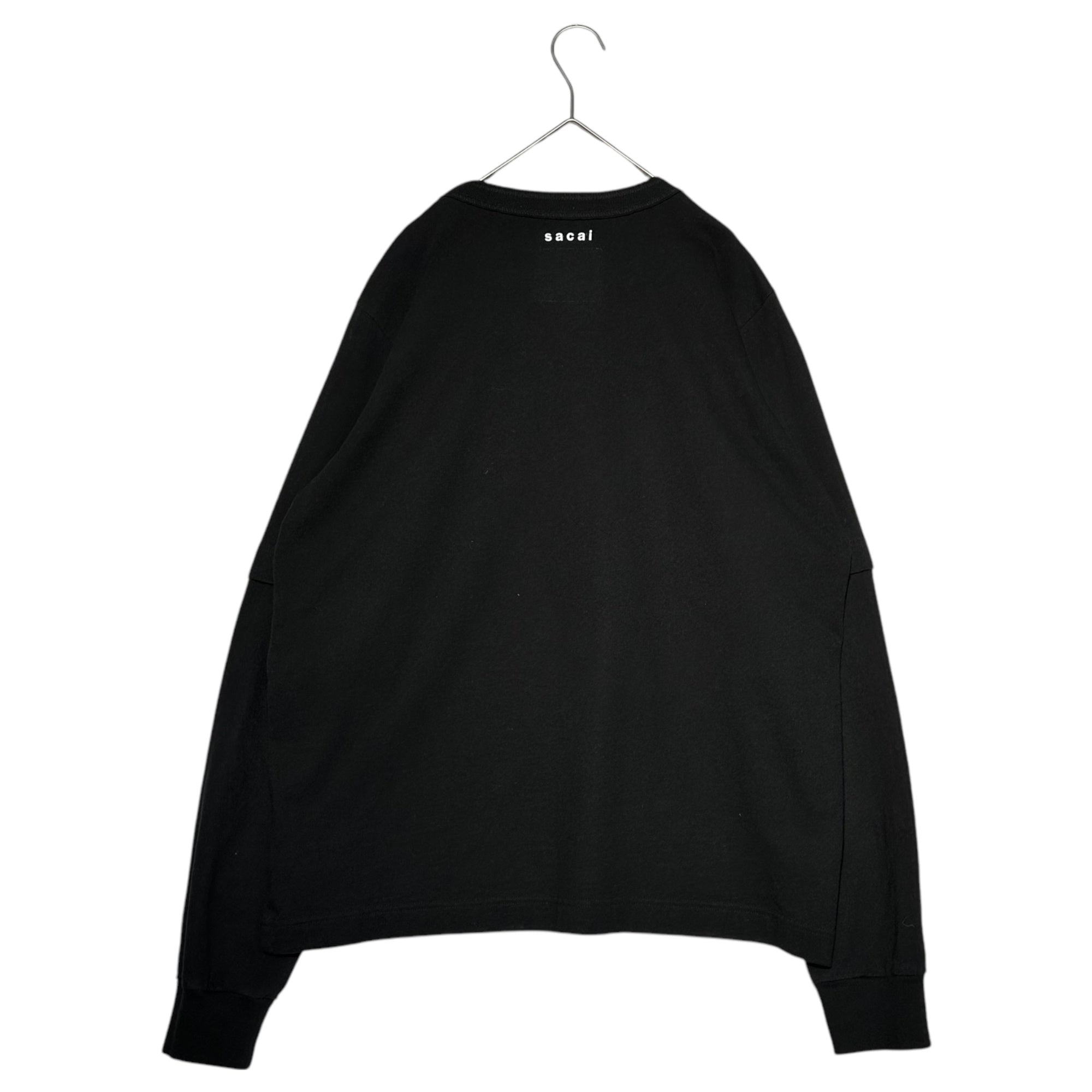 sacai×KAWS(サカイ×カウズ) 21AW Embroidery Long Sleeve ロゴ 刺繍 長袖 Tシャツ 21-0284S 3(L程度) ブラック カットソー