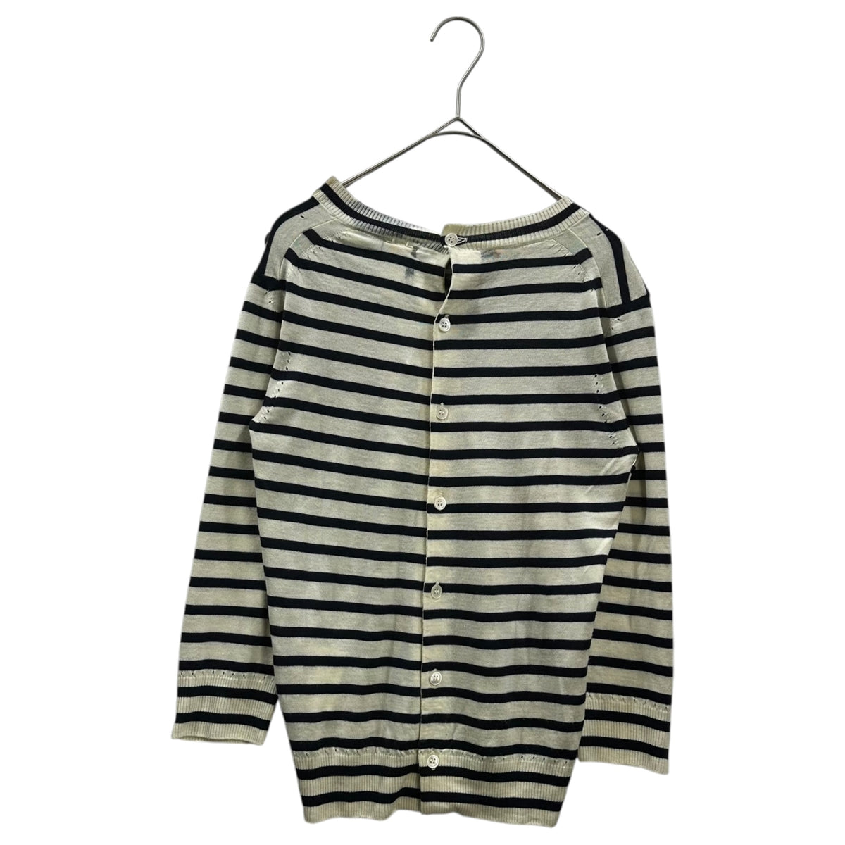 TAO COMME des GARCONS(タオコムデギャルソン) 2009SS Camouflage-Border Back-Button Knit カモフラ ボーダー バック ボタン ニット 3C-N004 S アイボリー×ネイビー×カーキ AD2008 00s アーカイブ