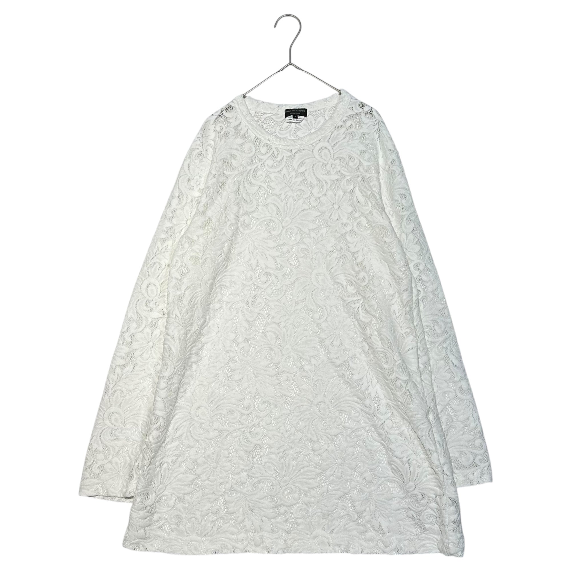 COMME des GARCONS HOMME PLUS(コムデギャルソンオムプリュス) 25SS Estelle Russell Lace Product Wash L/S T-Shirt エステル ラッセルレース 製品洗い ロング スリーブ Tシャツ PO-T034 S ホワイト 長袖