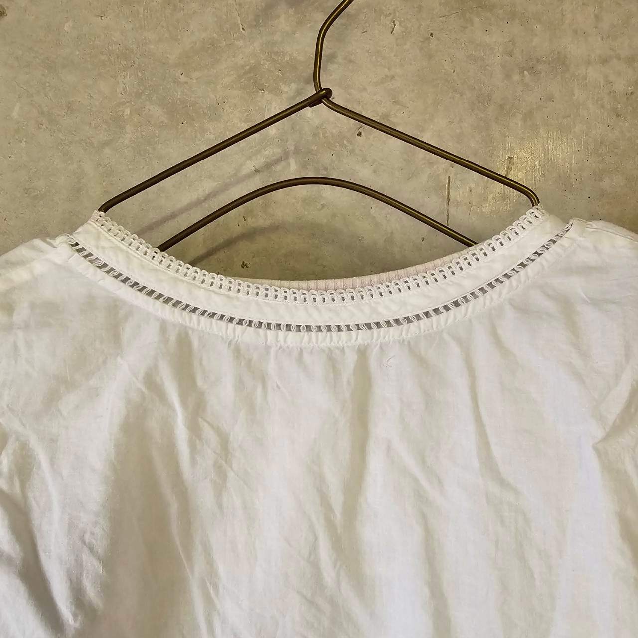 vintage(ヴィンテージ) silver stich and lace vest 刺繍とレースの前開きベスト ブラウス 表記無し(M~Lサイズ程度) ホワイト(刺繍:シルバー)