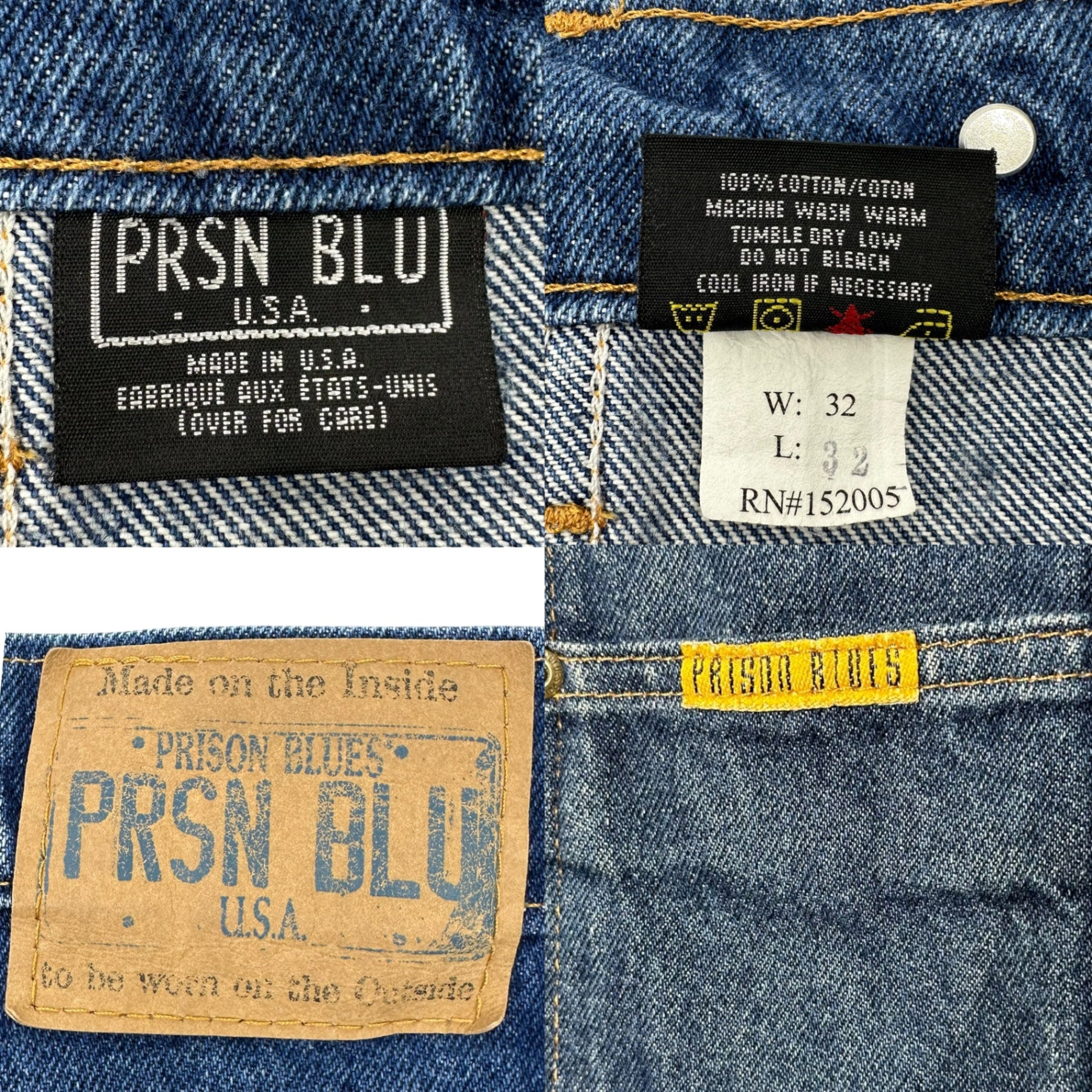 PRISON BLUES(プリズンブルース) USA made Double Knee Painter Denim Pants ダブルニー ペインター デニム パンツ 97675 W32L32 インディゴ ワーク テーパード PRSN BLU