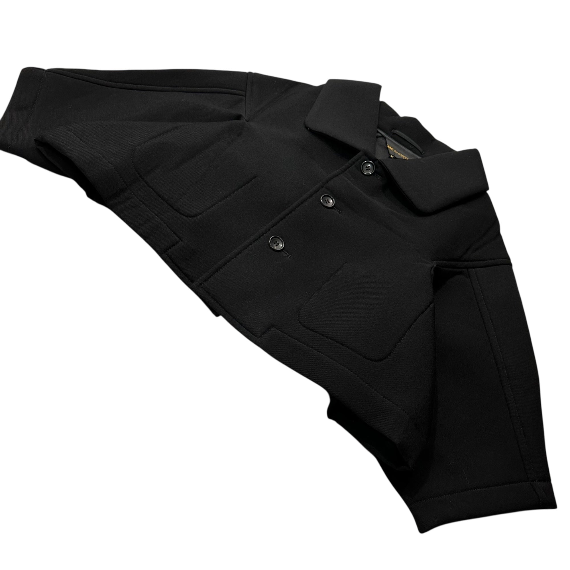 COMME des GARCONS(コムデギャルソン) 05SS Wool Bonding Short Length Wide Collar Coat ウール ボンディング ショートレングス ワイド カラー コート GO-J016 M ブラック AD2004 男性着用可能