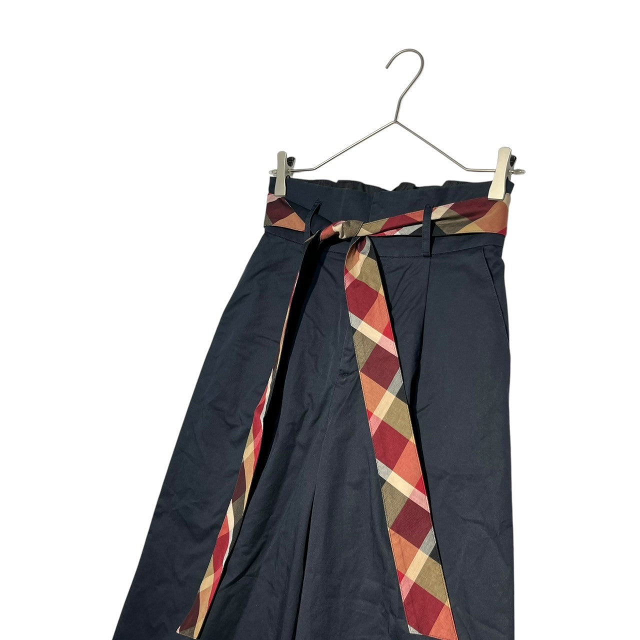 BLUE LABEL CRESTBRIDGE(ブルーレーベルクレストブリッジ) チェック ベルテッド ワイド パンツ 55R55-720-29 36(S程度) ネイビー バーバリー