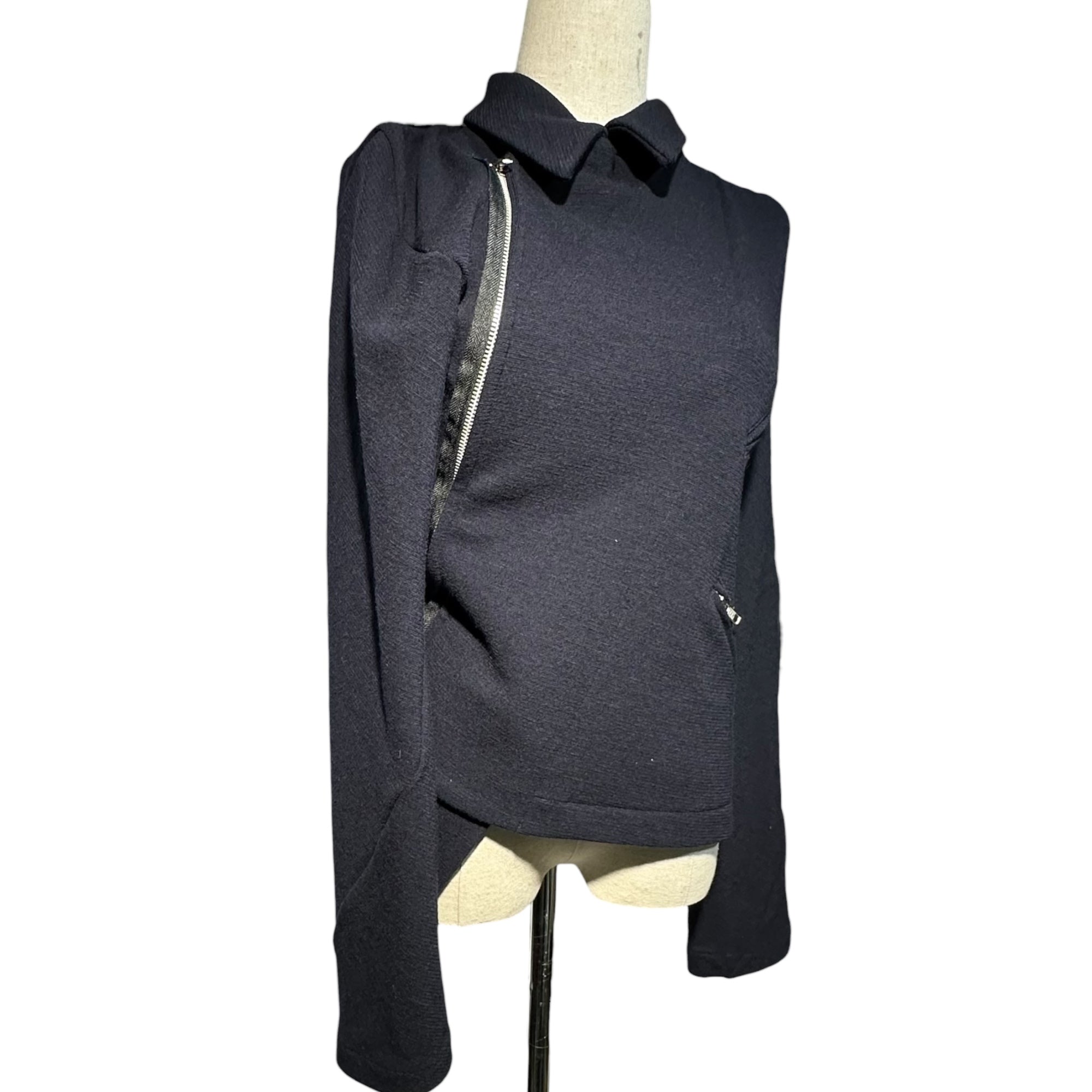 COMME des GARCONS COMME des GARCONS(コムデギャルソンコムデギャルソン) 14AW Asymmetry “Twist” Stretch Wool Rider Jacket アシンメトリー 「捻じれ」 ストレッチ ウール ライダース ジャケット RN-J029 M ネイビー AD2014