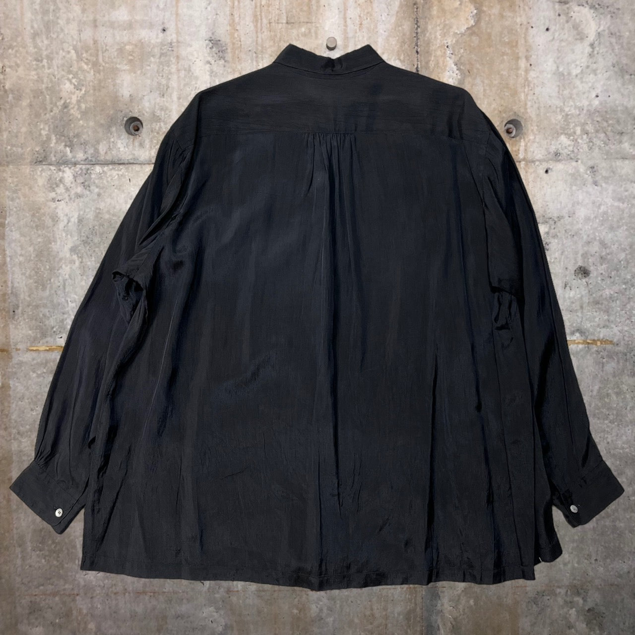 COMME des GARCONS HOMME(コムデギャルソンオム) 80's wide silhouette rayon shirt/ワイドシルエットレーヨンシャツ/80年代/ヴィンテージ HB-050500 FREE ブラック 川久保玲本人期