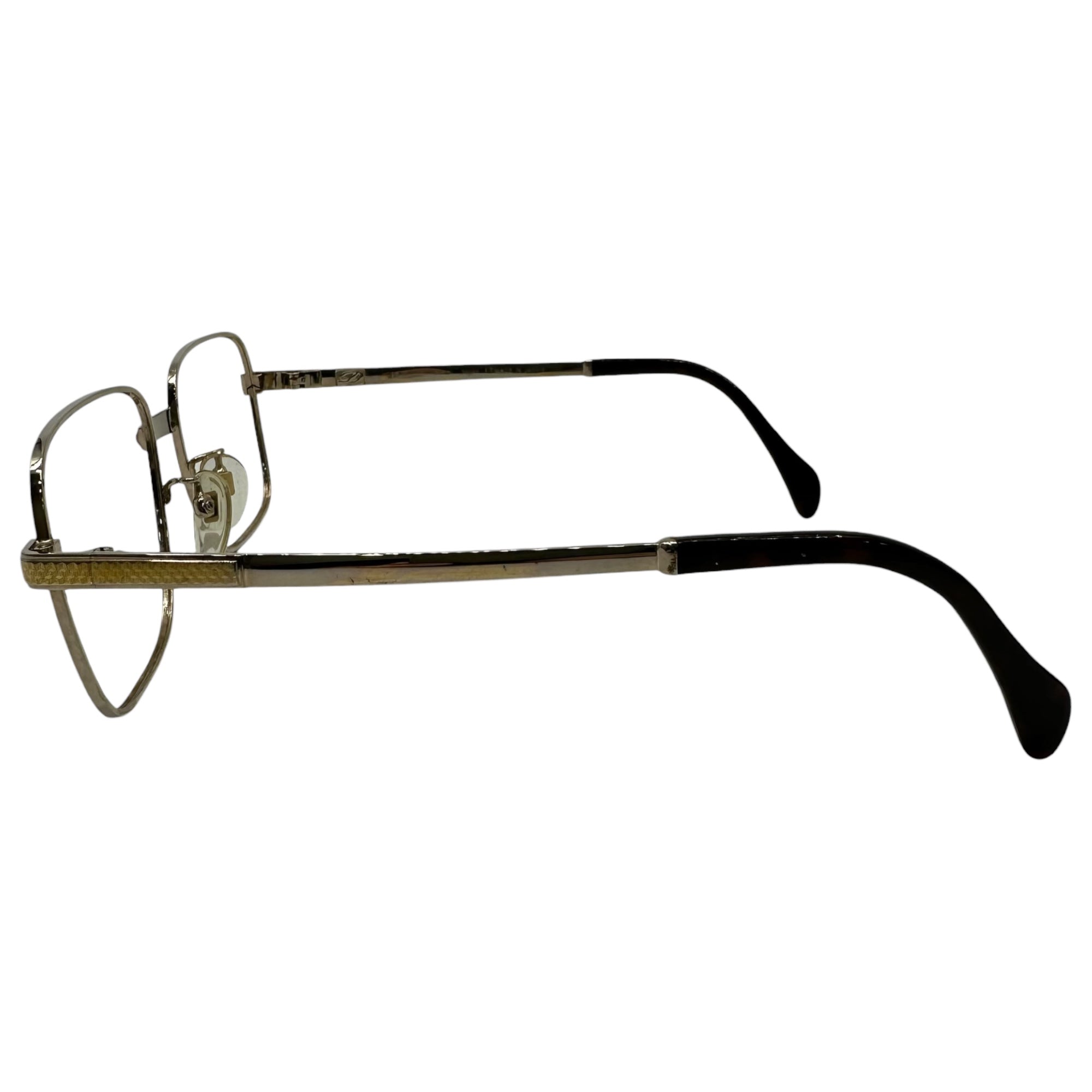 S.T. DUPONT(エス テー デュポン) 80's Teardrop Square Eyeglass Metal Frames ティアドロップ スクエア メガネ メタル フレーム 54□16-140 ゴールド×ブラウン 推定80年代 ヴィンテージ 眼鏡 サングラス GP