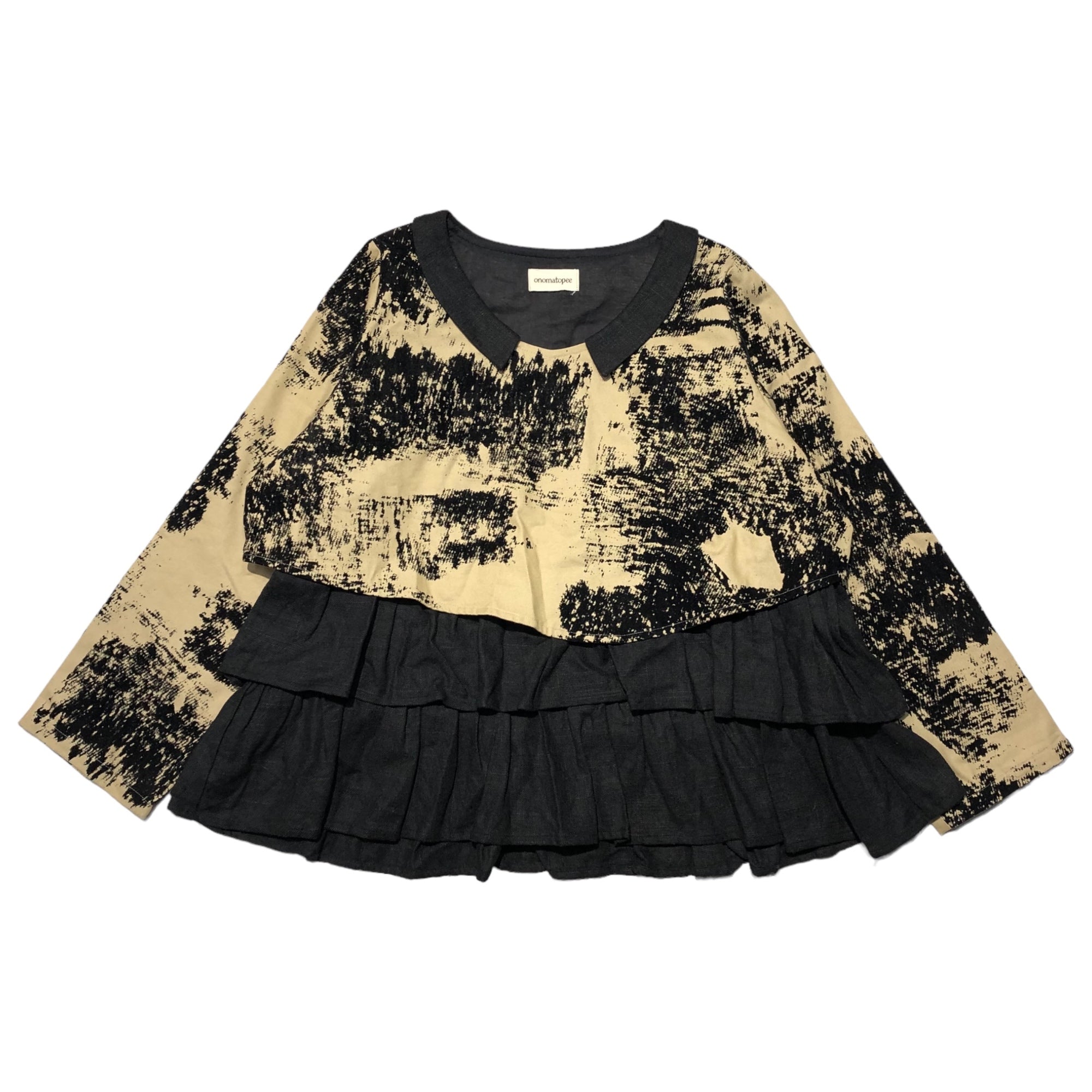 onomatopee(オノマトペ) Layered type blouse レイヤードタイプ ブラウス FREE ベージュ×ブラック
