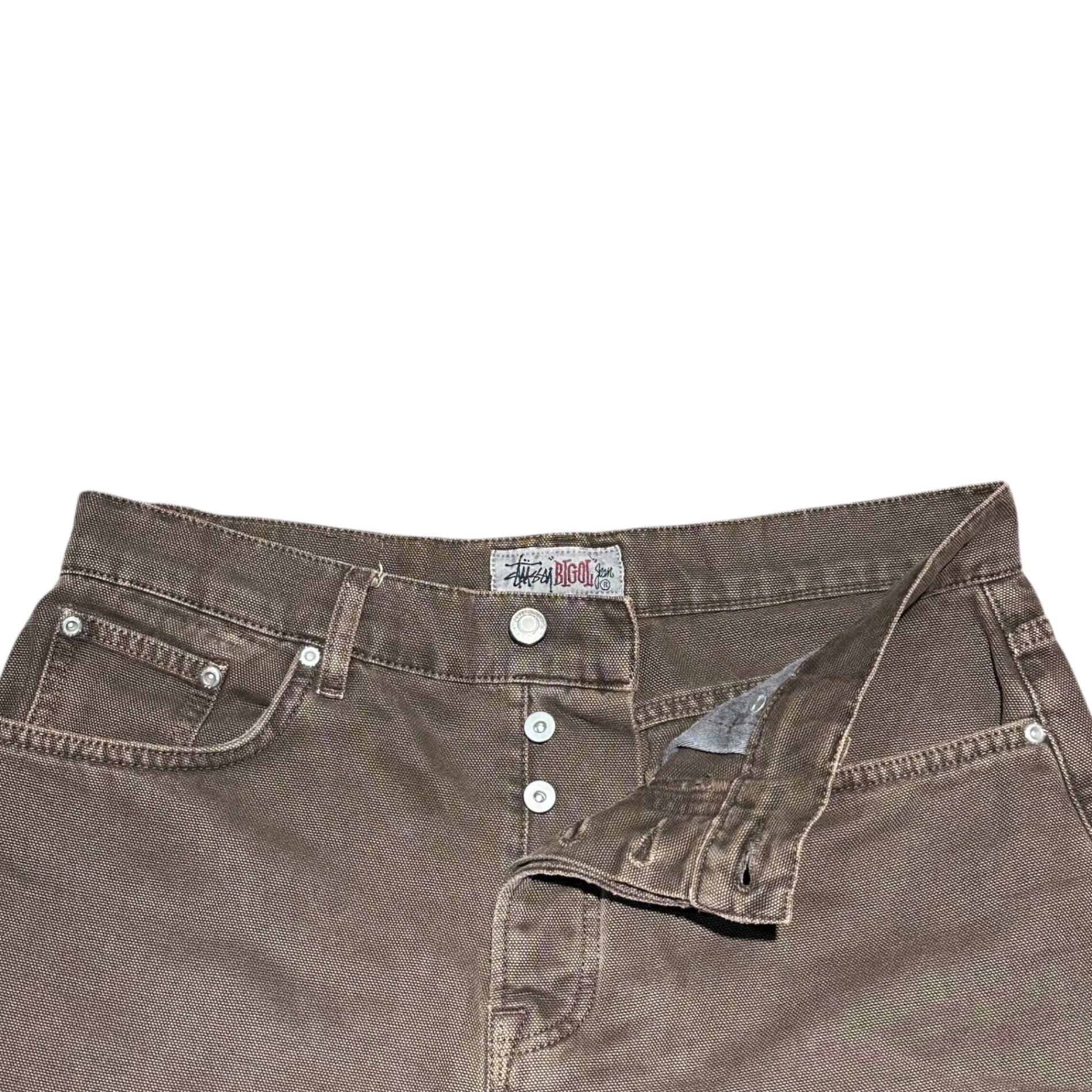 STUSSY(ステューシー) 24SS Washed Canvas Big OL ウォッシュド キャンバス ビッグ デニム パンツ 30 ブラウン バギー ワイド jean denim pant