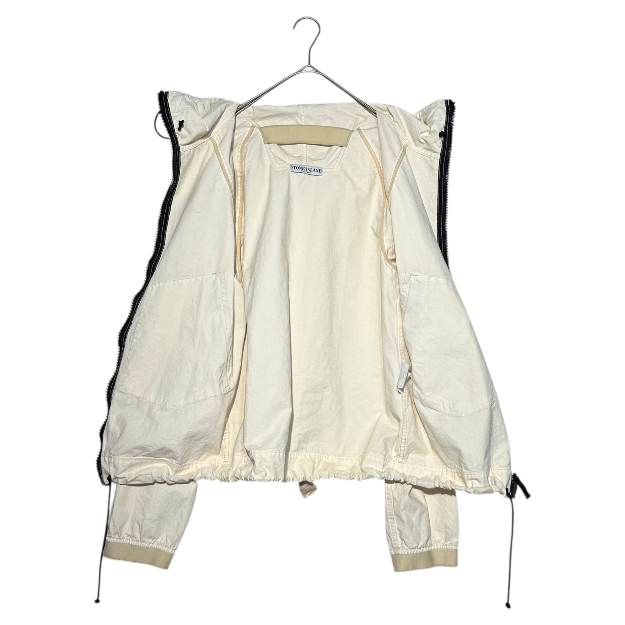 STONE ISLAND(ストーンアイランド) 06SS Cotton Hooded Gimmick Pocket Jacket コットン フーデッド ギミック ポケット ジャケット 4415M239 M アイボリー×ブラック 00's マウンテンパーカー