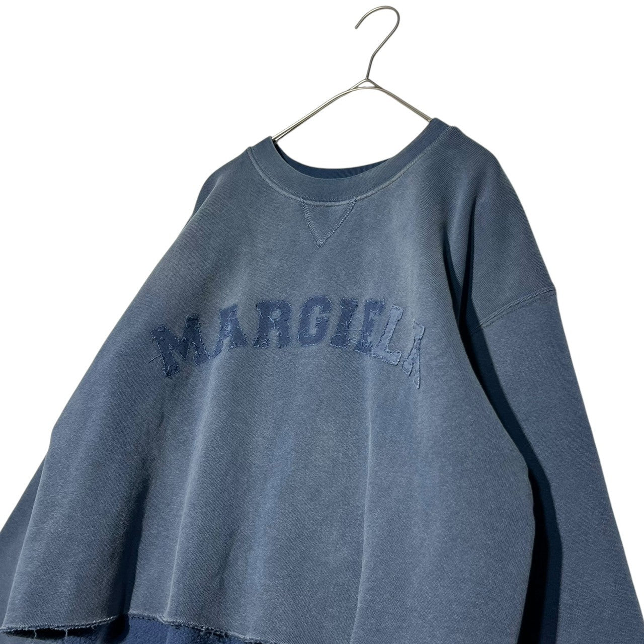 MAISON MARGIELA(メゾンマルジェラ) 23SS ① ⑩ Vintage processed cut-off logo sweatshirts ヴィンテージ 加工 カットオフ ロゴ スウェット S51GU0126 S ネイビー ユニセックス ショート丈