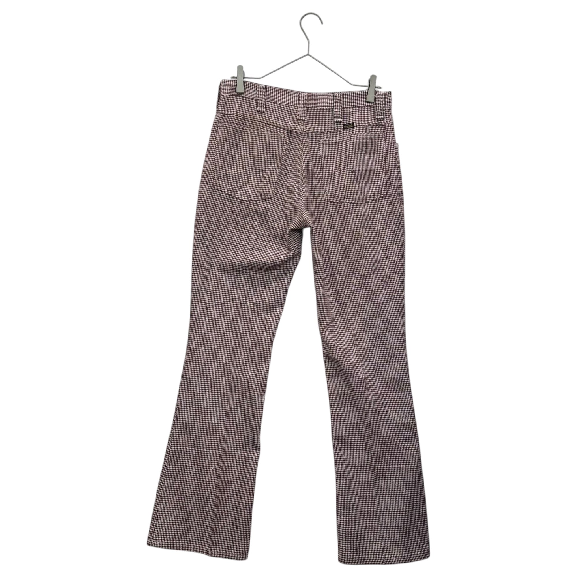 WRANGLER(ラングラー) 70~80's Fine houndstooth checkered slacks with a center crease ミクロ 千鳥柄 センタープレス スラックス パンツ 31 レッド IDEALジップ Wrangler刻印