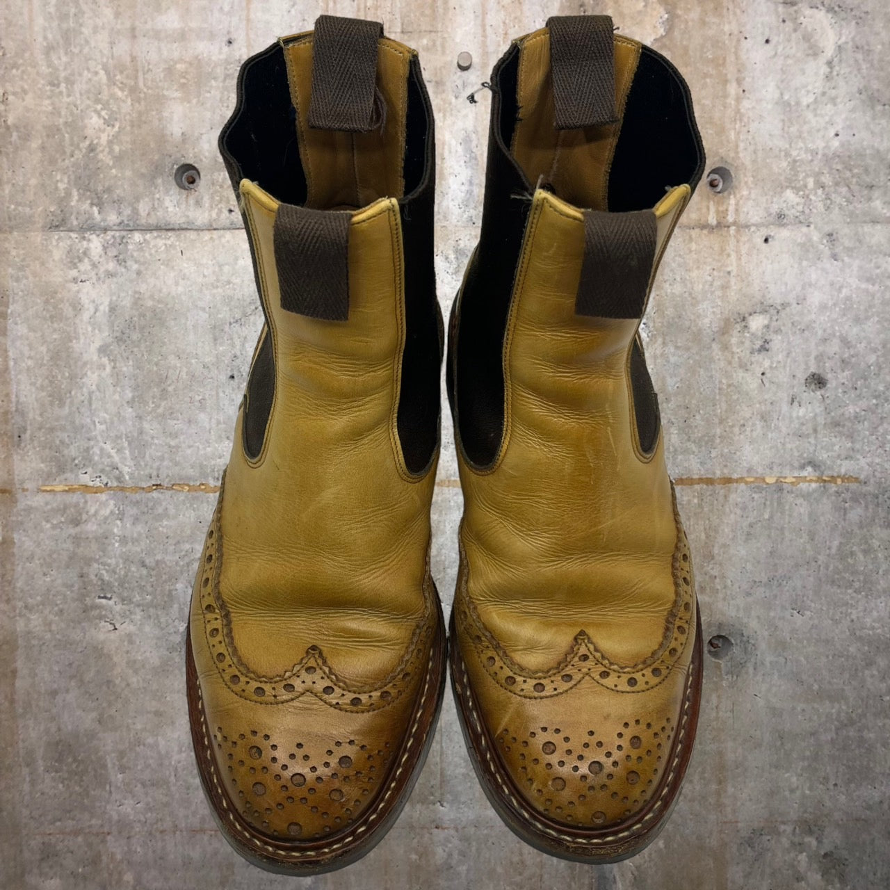 Tricker's(トリッカーズ) サイドゴアウィングチップブーツ 901866 6 1/2(25.5cm程度) ベージュ