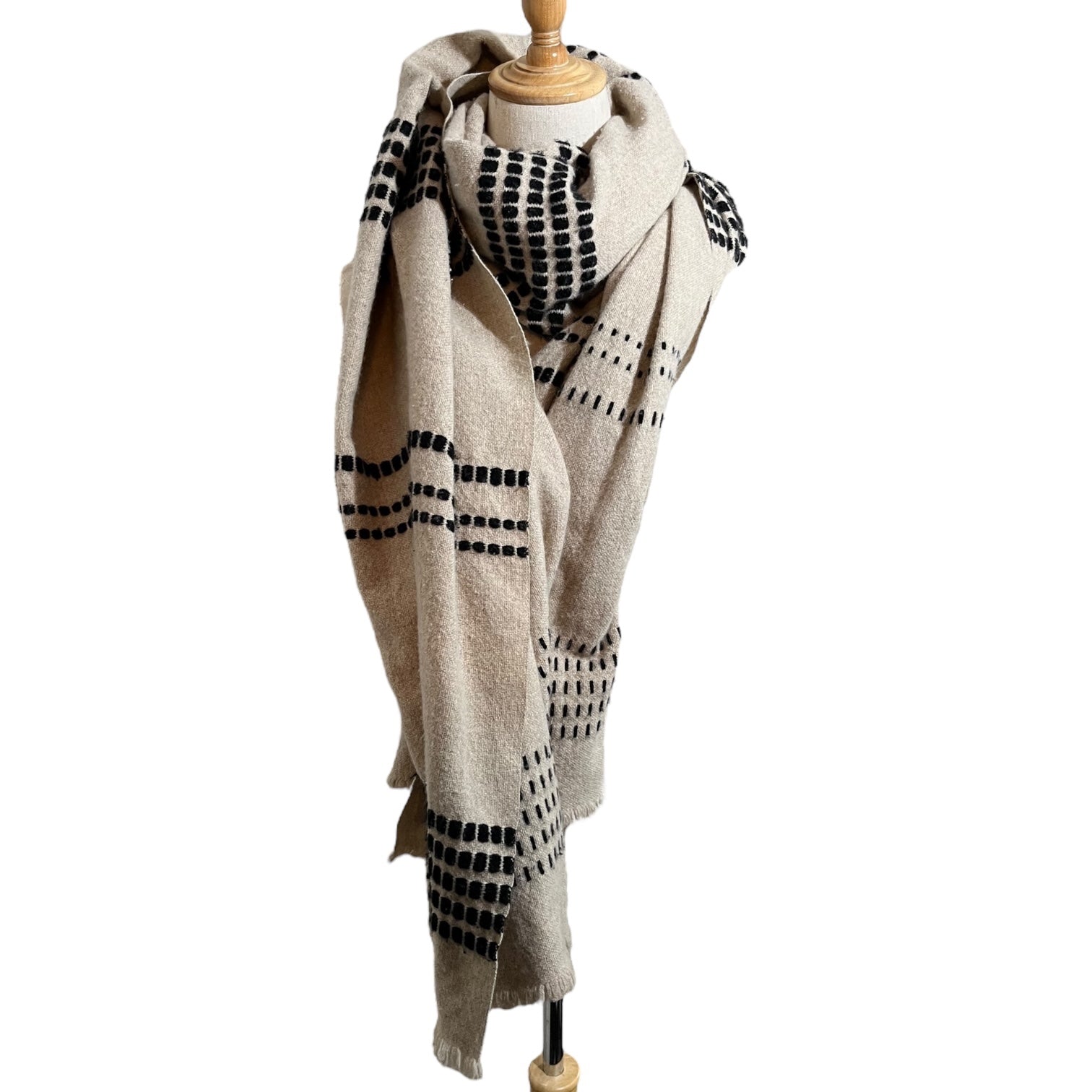 SUNSEA(サンシー) 19AW DOMGOROSU STOLE ドンゴロス ストール カシミヤ混 マフラー 19A74 SIZE FREE ベージュ×ブラック