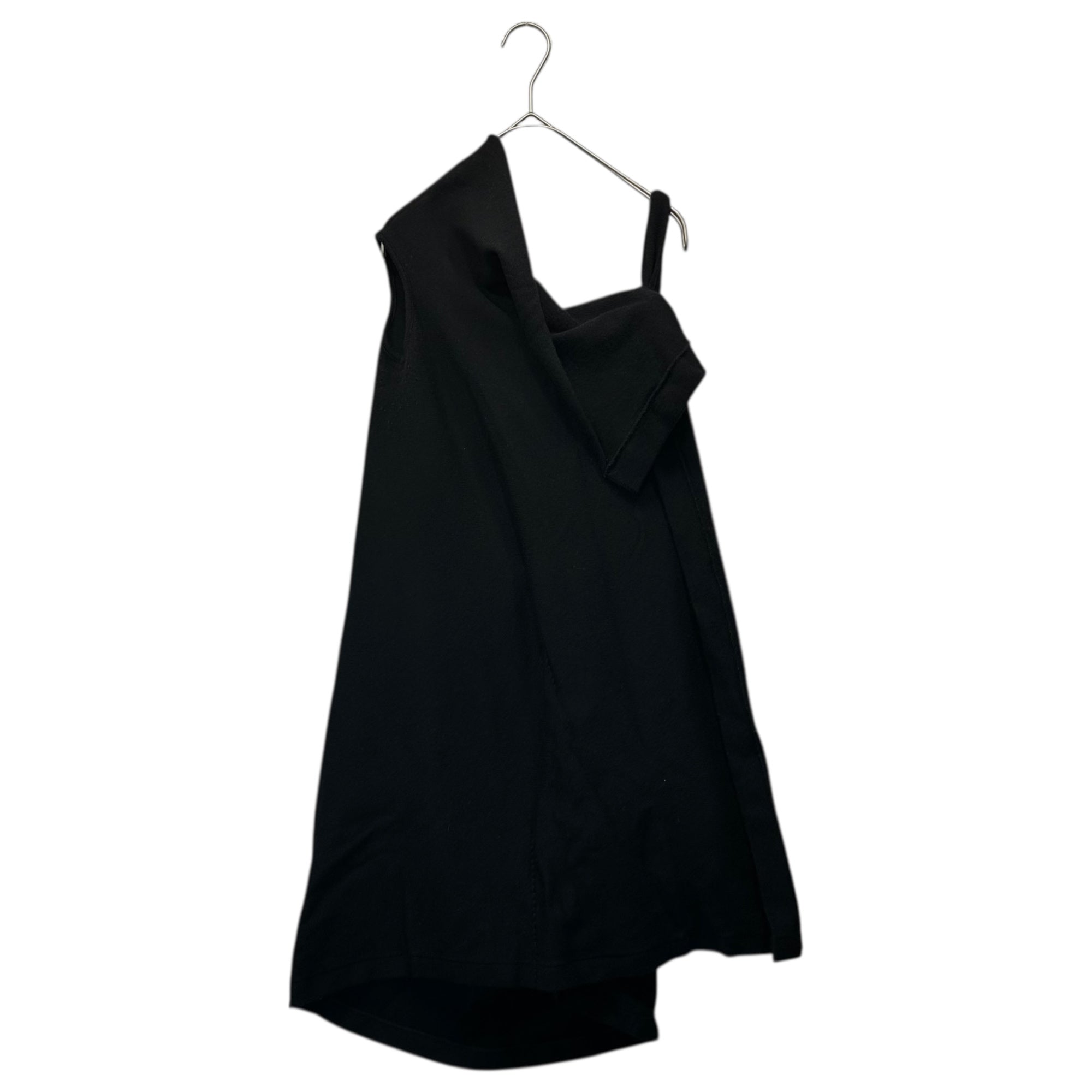 YOHJI YAMAMOTO(ヨウジヤマモト) 98AW Asymmetrical Deformed Knit Sleeveless Dress アシンメトリー 変形 ニット ノースリーブ ワンピース FY-B18-961 S ブラック 90's 90年代 ヴィンテージ