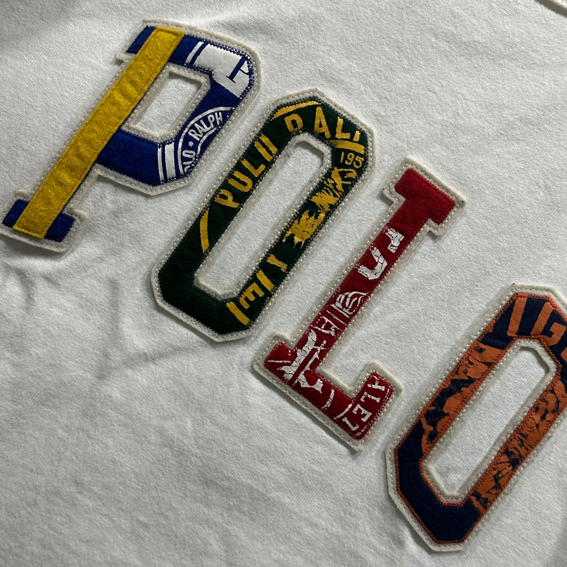POLO RALPH LAUREN(ポロラルフローレン) Patch Logo Crew Neck T-Shirt パッチロゴ クルーネック Tシャツ S ホワイト×マルチカラー