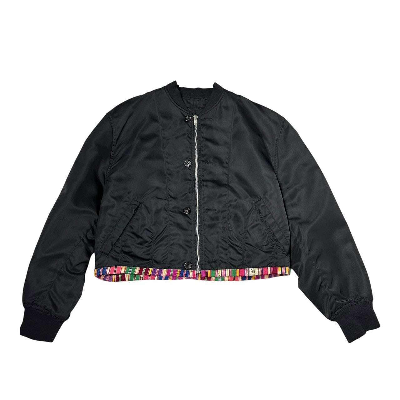 COMME des GARCONS HOMME PLUS(コムデギャルソンオムプリュス) 92SS Ethnic Period Hem Switch Archive Bomber Jacket エスニック期 裾切替 アーカイブ ボンバー ジャケット PJ-110490 M ブラック×マルチカラー AD1991