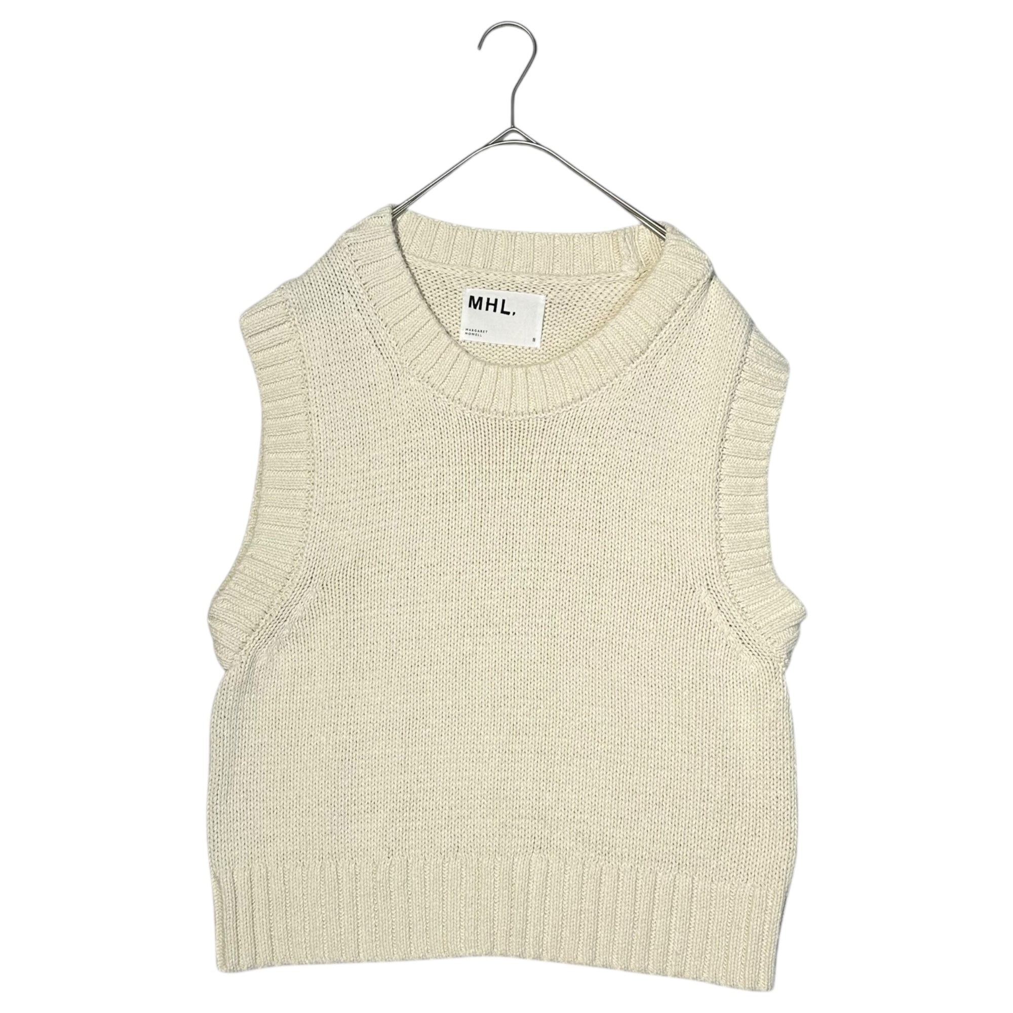 MHL.(マーガレットハウエル) 24SS Linen cotton low gauge knit vest リネン コットン ローゲージ ニット ベスト 595-4161500 2(M程度) アイボリー 参考定価20,000円+税