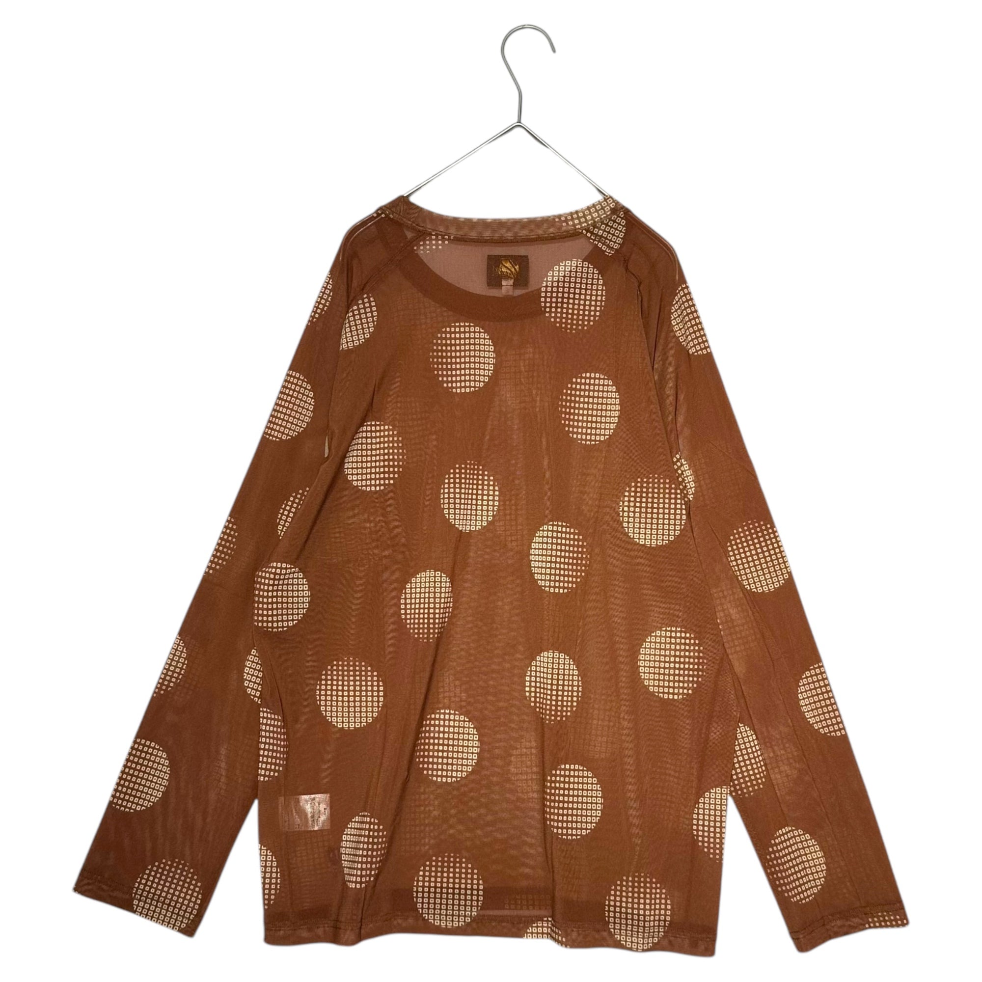 NEEDLES(ニードルズ) L/S U NECK TEE-Poly Mesh 長袖 Uネック Tシャツ メッシュ LQ259 S ブラウン シアー シースルー