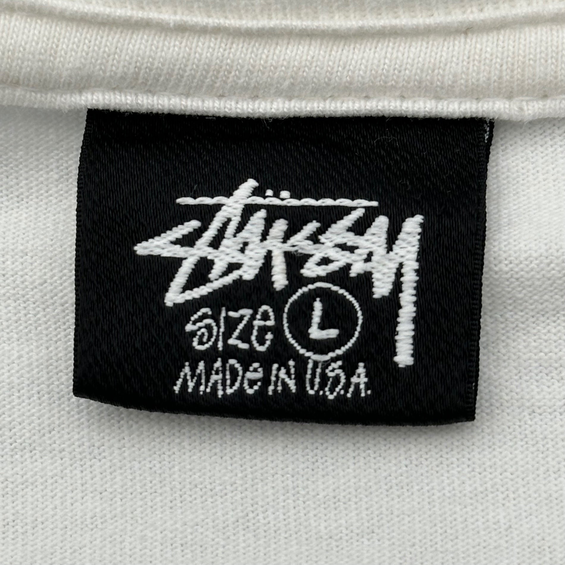 STUSSY(ステューシー) No.4 Pigment Dyed Tee ロゴ プリント Tシャツ L ホワイト USA製