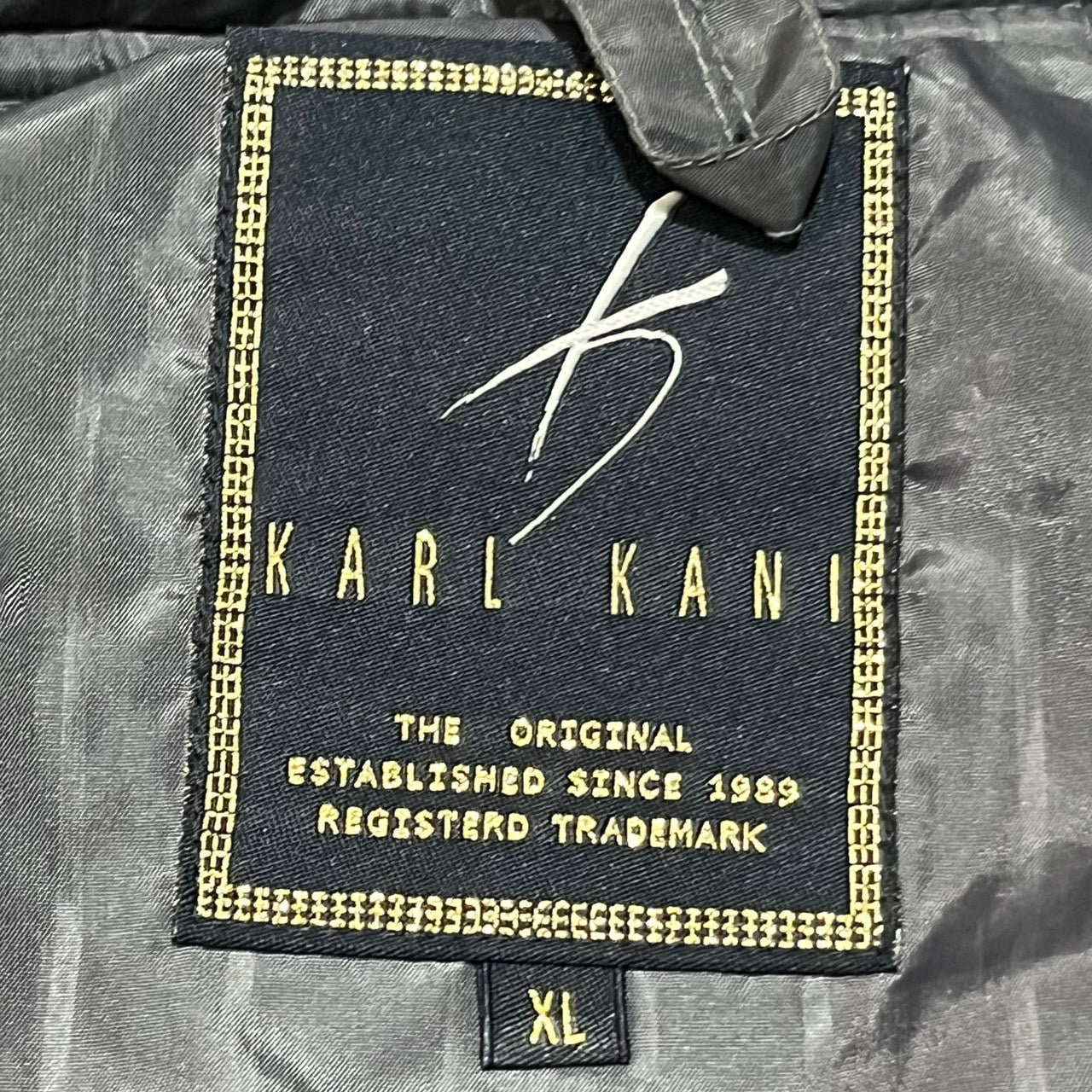 Karl Kani(カールカナイ) 90'sロゴ刺繍スーパーオーバーキルティングジャケット XL ブラック