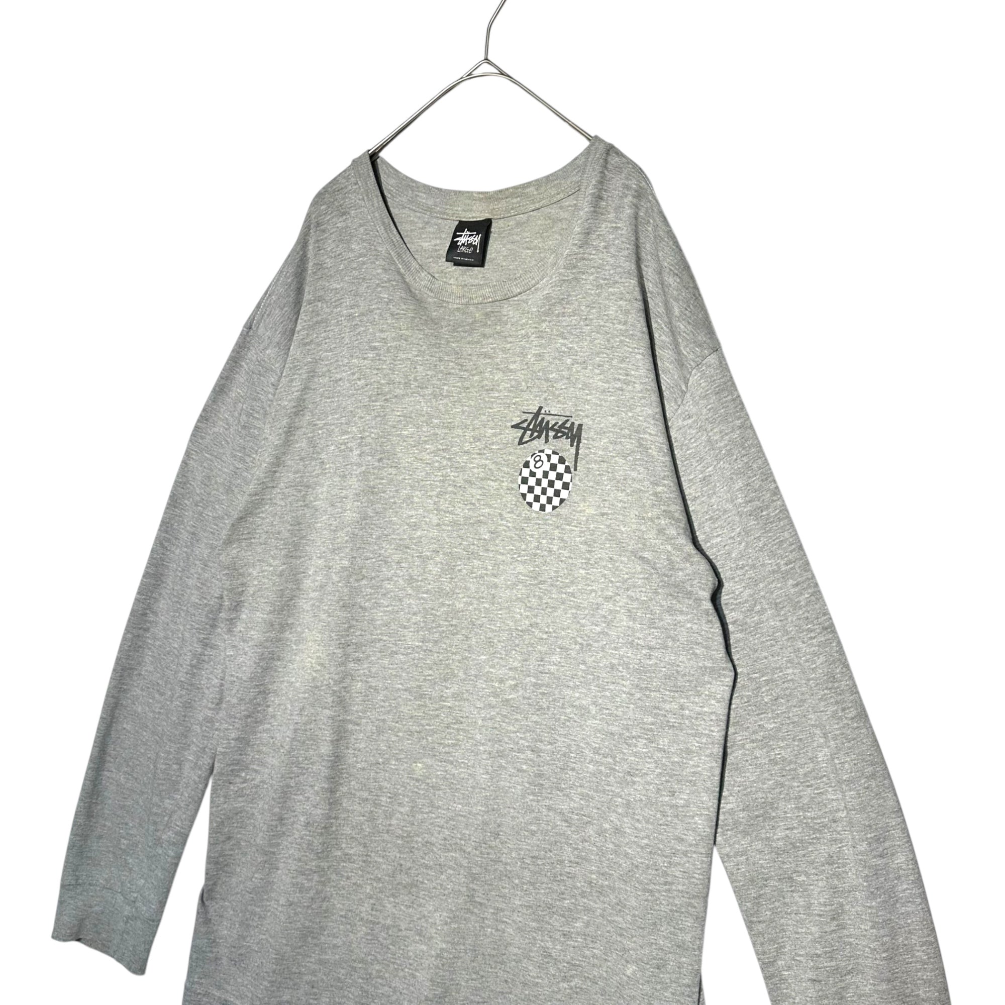STUSSY(ステューシー) 00's Eight Ball Long Sleeve T-Shirt エイトボールロングスリーブTシャツ L グレー×ブラック