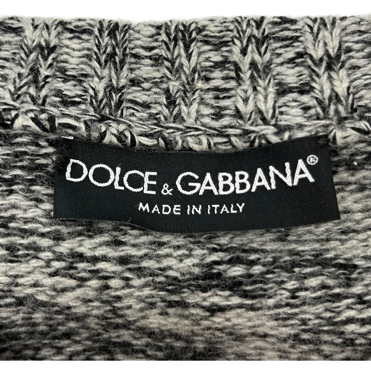 DOLCE&GABBANA(ドルチェ&ガッバーナドルガバ) Corduroy shirt sleeve switching wool knit コーデュロイ シャツ スリーブ クルーネック ウール ニット 44(S程度) グレー×レッド
