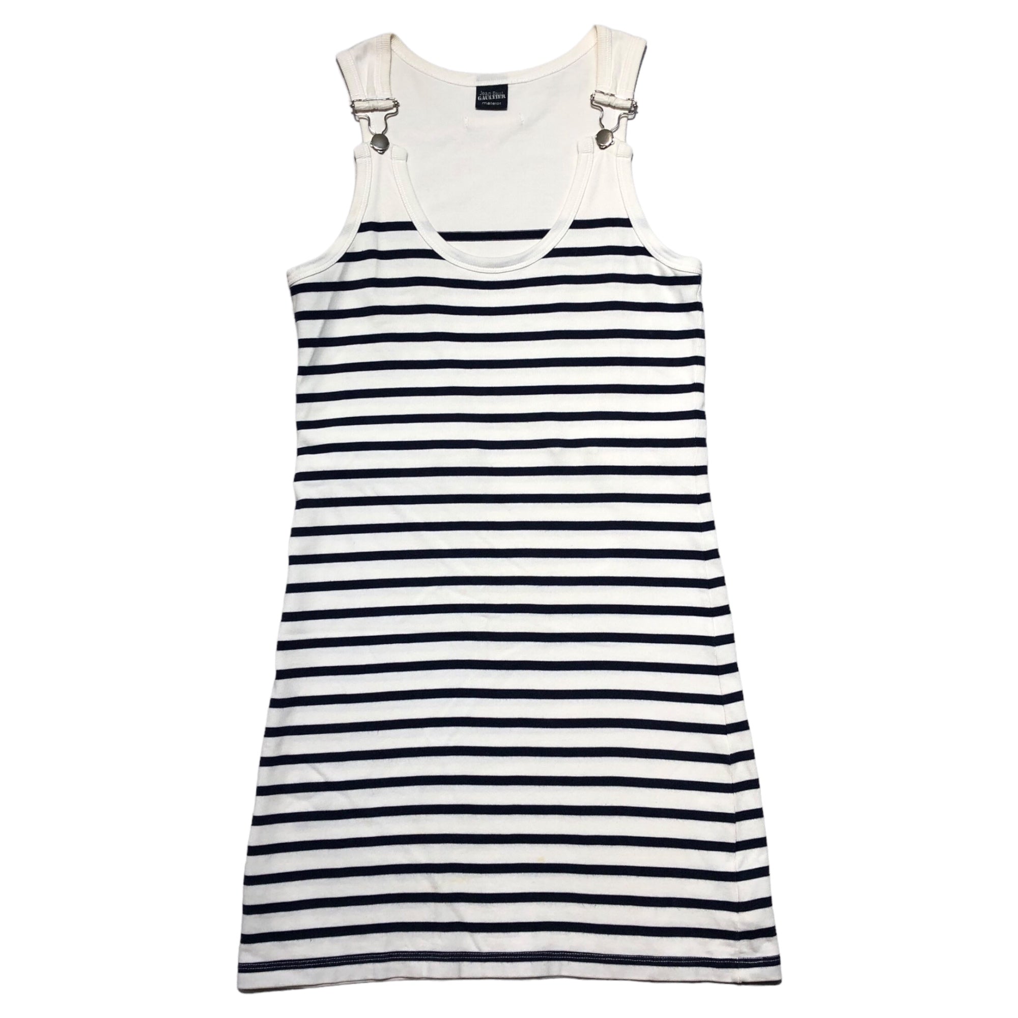 Jean Paul GAULTIER matelot(ジャンポールゴルチエ) マリン ボーダー ノースリーブ タイト ワンピース サロペット OPGB-NM1-1008 M ホワイト×ネイビー