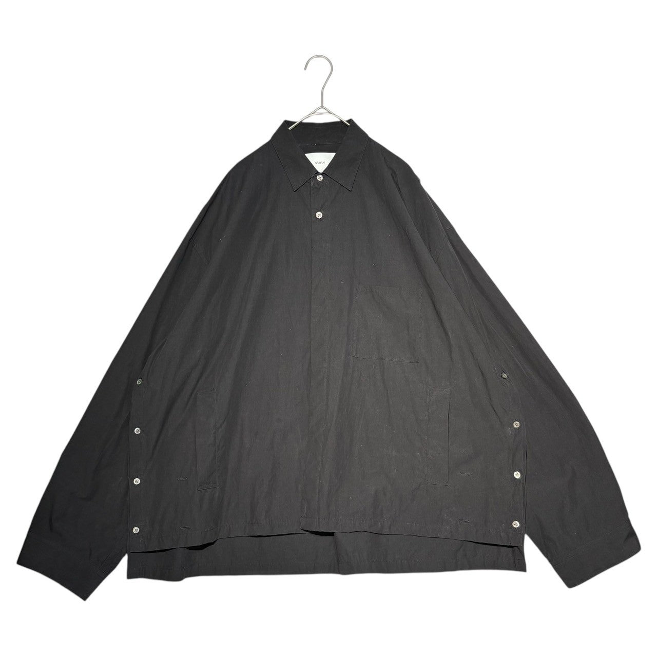 stein(シュタイン) 20SS OVER SLEEVE COMBINE SHIRT JACKET オーバースリーブ コンバイン シャツ ジャケット  ST.142 M ブラック サイド スリット