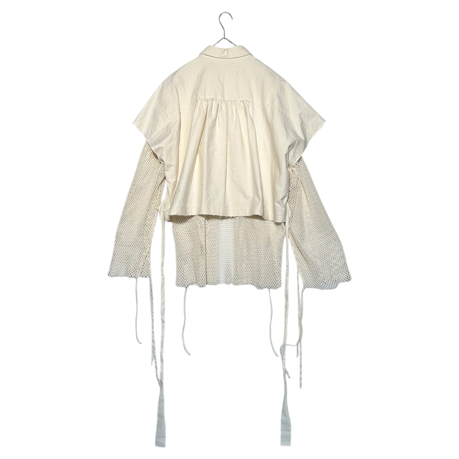 Midorikawa(ミドリカワ) 23SS Mesh layered drawcord organic shirt メッシュ レイヤード ドローコード オーガニック コットン シャツ MID23SS-SH03 FREE アイボリー
