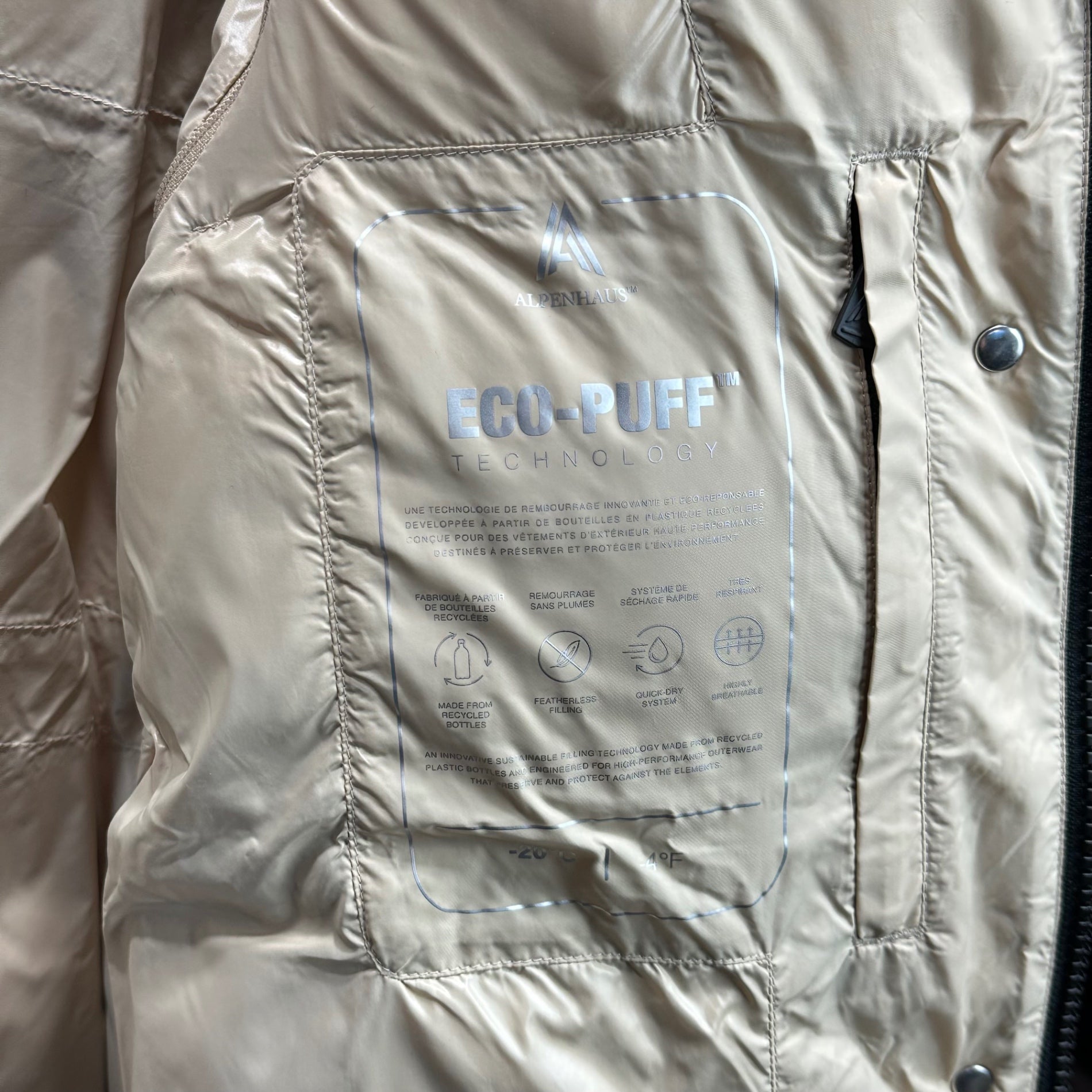 ALPENHAUS(アルペンハウス) Tingwick 2-in-1 Maxi Puffer Jacket with Removable Sleeves ティンウィック マキシ 中綿 ジャケット コート 袖 取り外し可能 A2N010F4CI M ベージュ×オレンジ