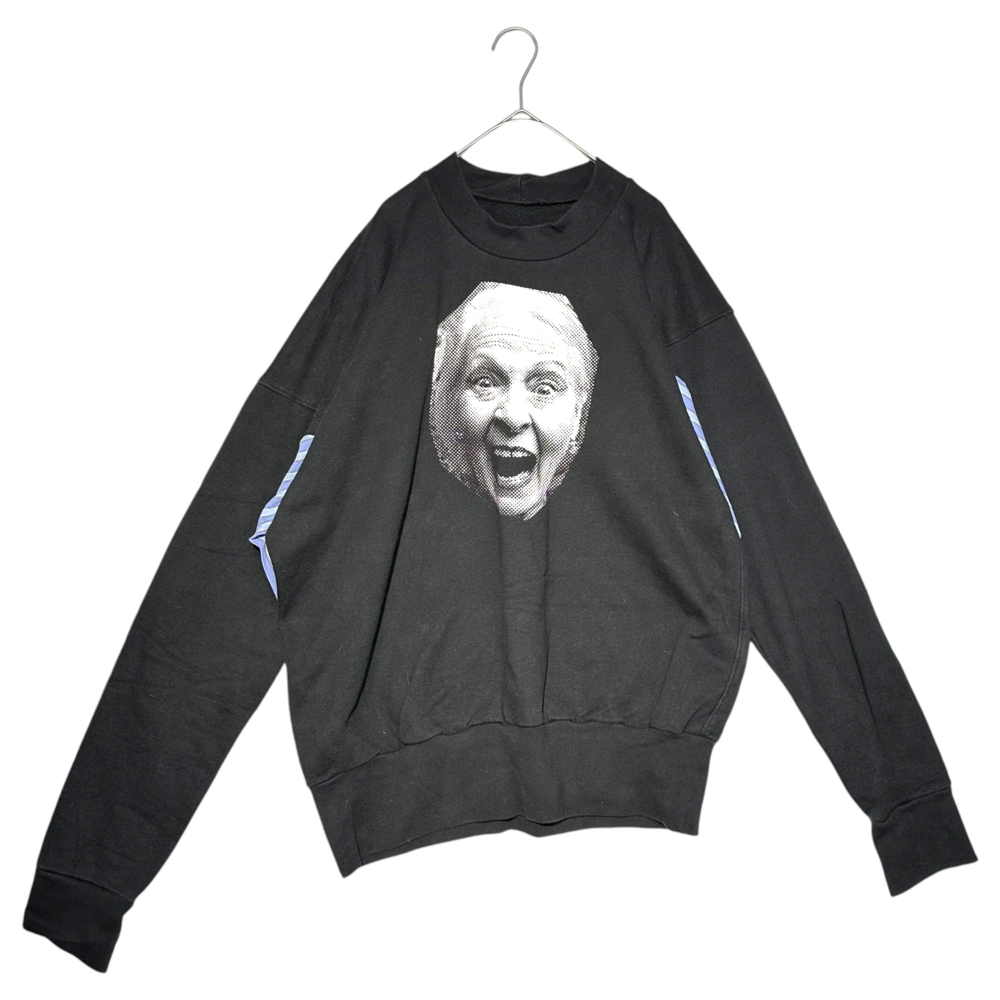 Vivienne Westwood(ヴィヴィアンウエストウッド) "worlds end" Face print switching sweatshirt ワールドエンド フェイス プリント 切替 スウェット S ブラック×ブルー 日本未発売モデル