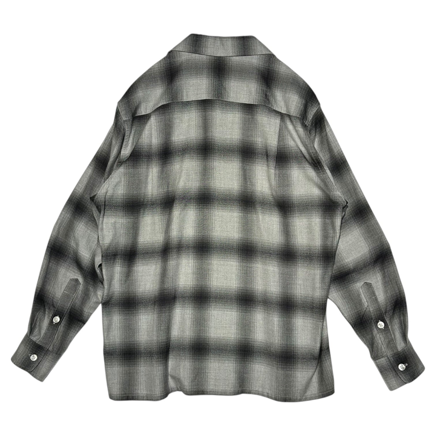 WACKO MARIA(ワコマリア) 20AW OMBRAY CHECK OPEN COLLAR SHIRTS L/S (TYPE-1) オンブレ チェック オープンカラー シャツ 長袖 S グレー×ブラック