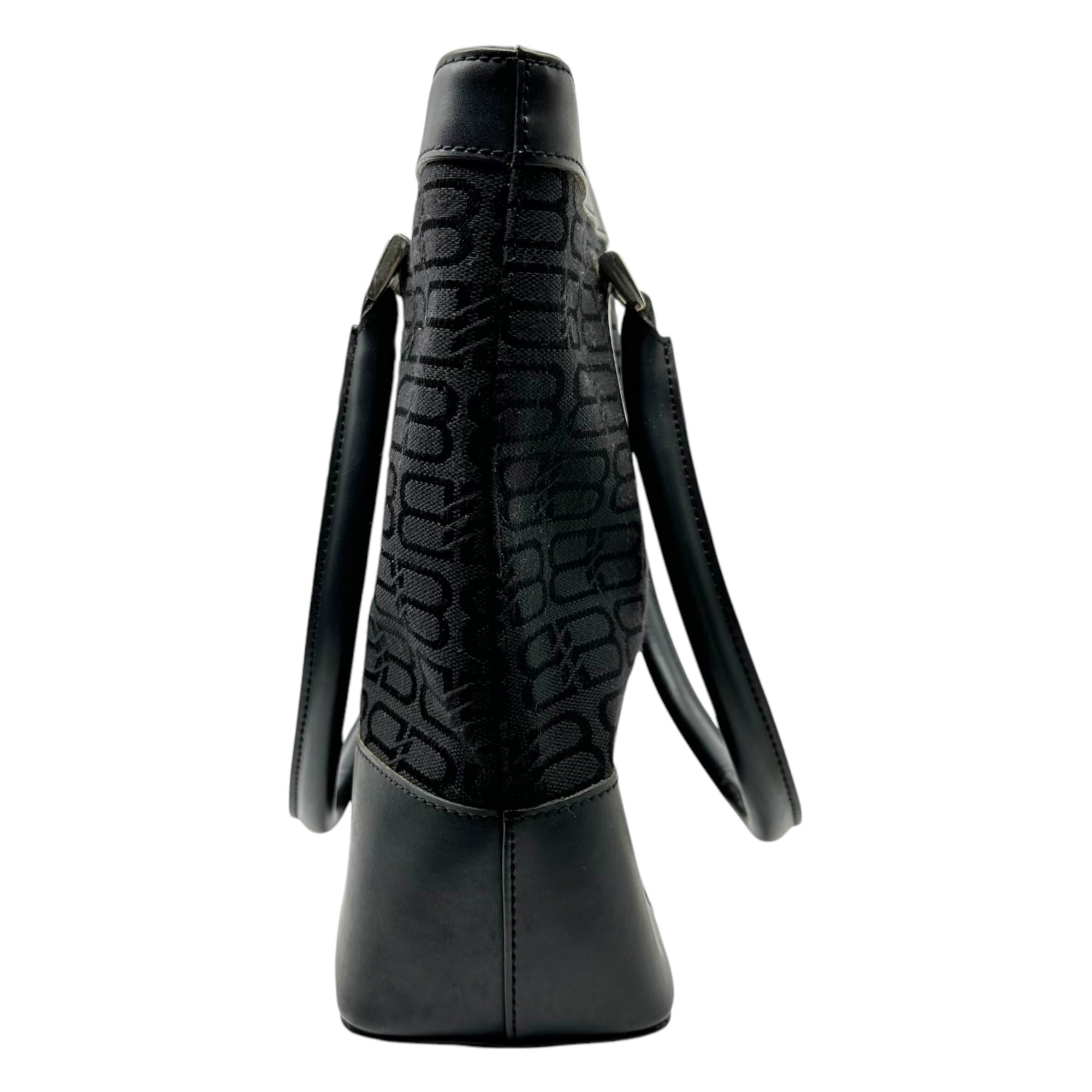 BALENCIAGA(バレンシアガ) Monogram canvas leather tote bag モノグラム キャンバス レザー 切替 トート バッグ ブラック ハンド 肩掛け