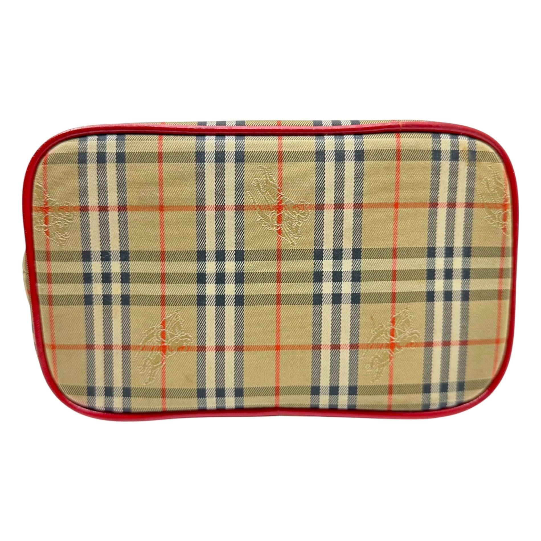 Burberrys(バーバリーズ) Nova Checked Leather Switching Mini Bag ノヴァチェック レザー 切替 ミニ バッグ ベージュ×レッド ワンショルダー ハンド