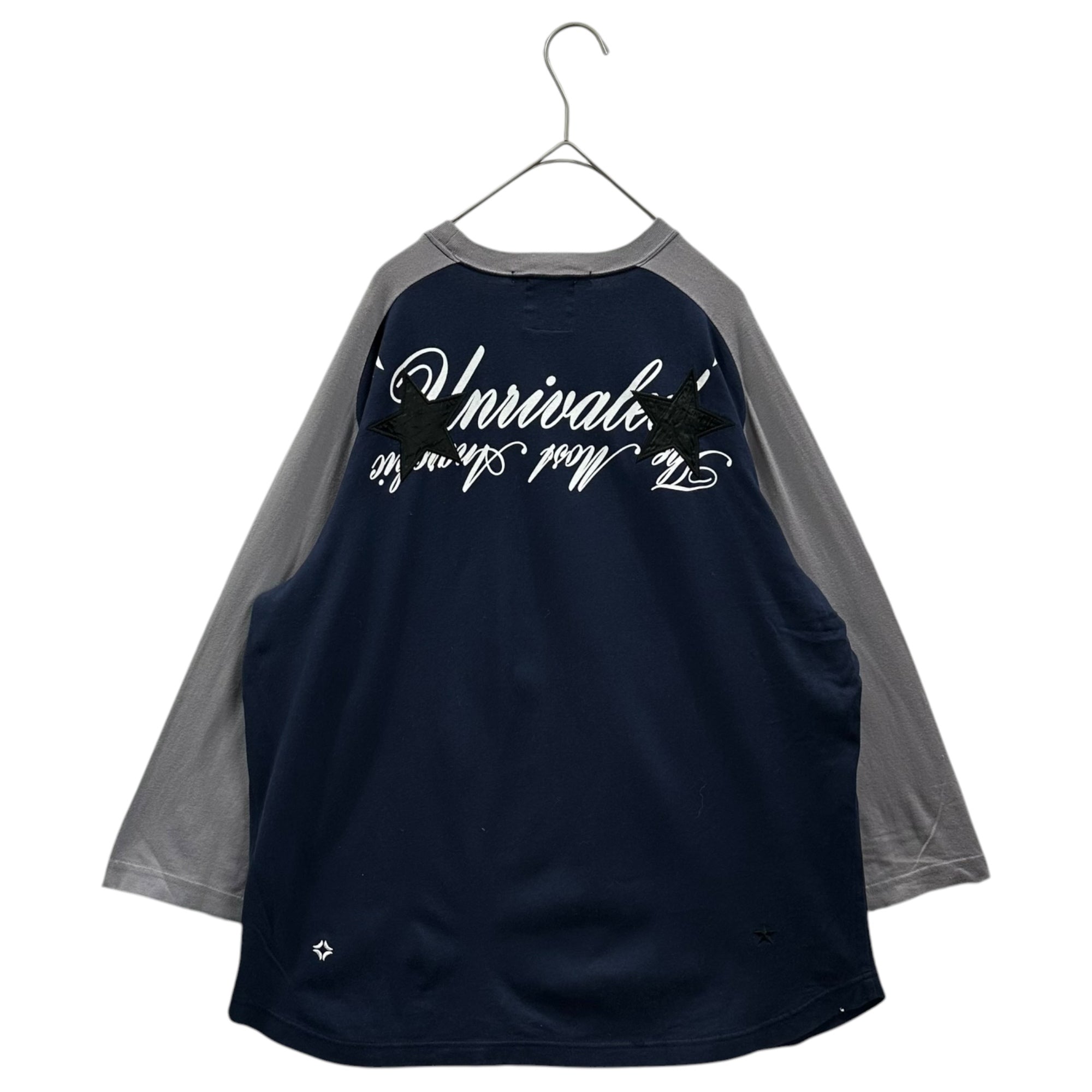 m&m CUSTOM PERFORMANCE × UNRIVALED(エムアンドエム × アンライバルド) Chest Logo Backster Crewneck T-Shirt 胸ロゴ バックスター 半袖 Tシャツ M ネイビー×グレー